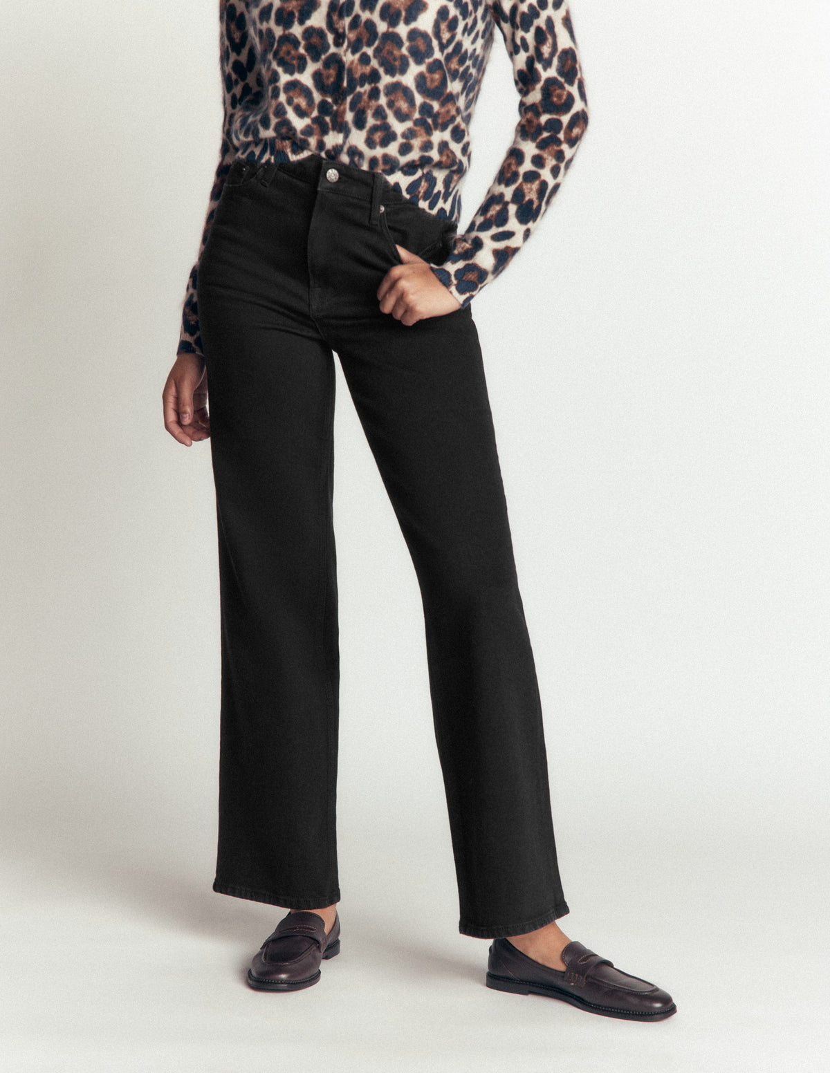 Jean droit taille haute-Noir - Image 5