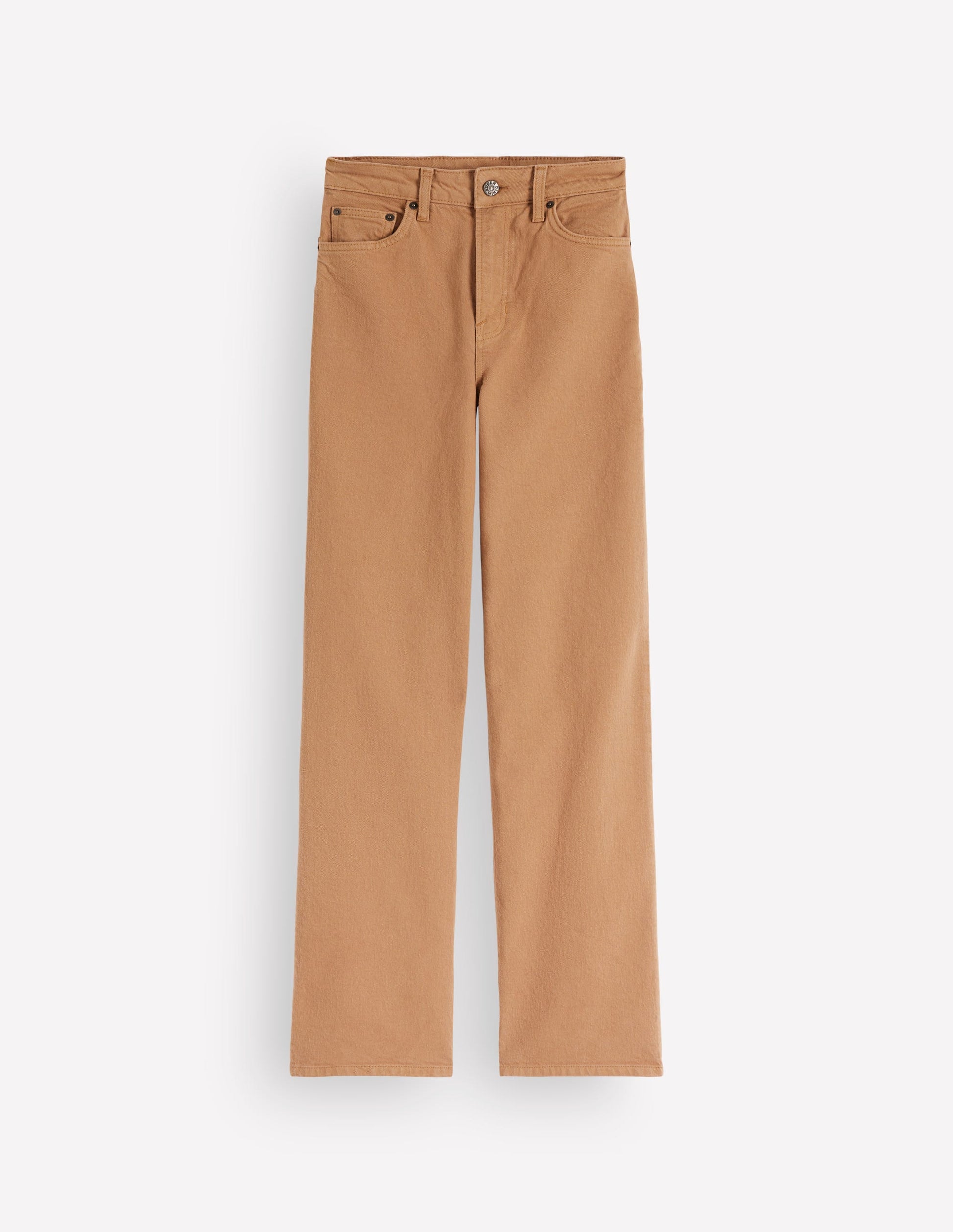 Jeans mit hohem Bund und geradem, weitem Bein-Kamelbraun-6