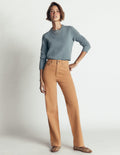 Jeans mit hohem Bund und geradem, weitem Bein-Kamelbraun