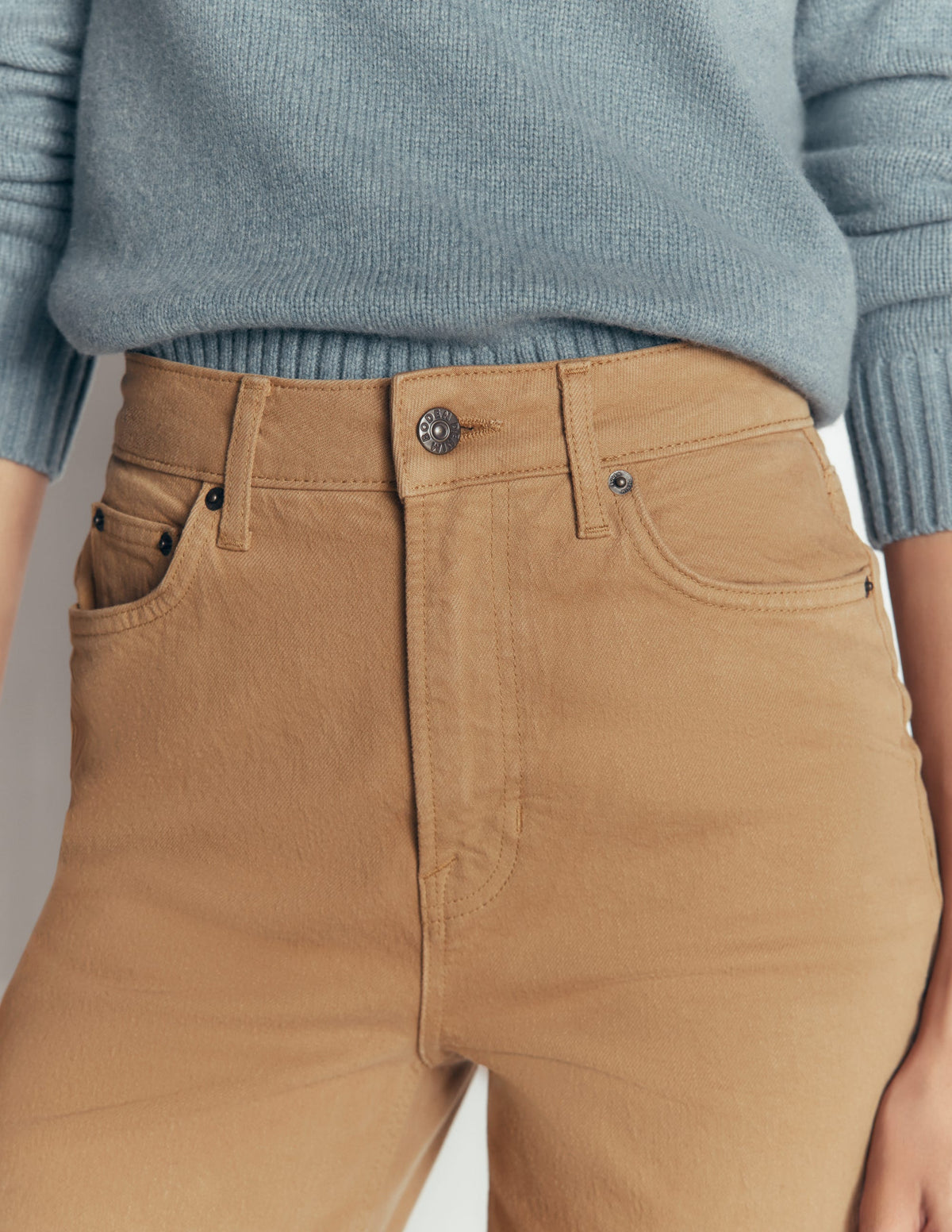 High Rise Column Leg Jeans-Camel - Image 2