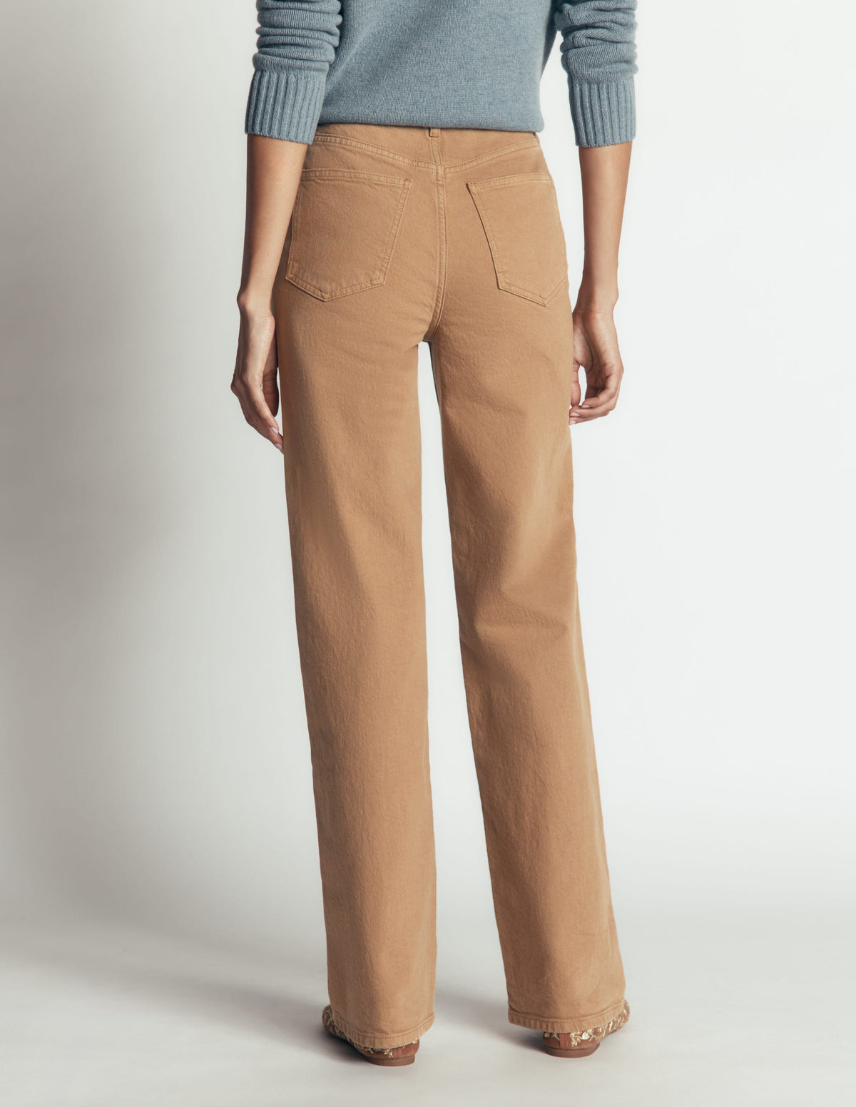 High Rise Column Leg Jeans-Camel - Image 3