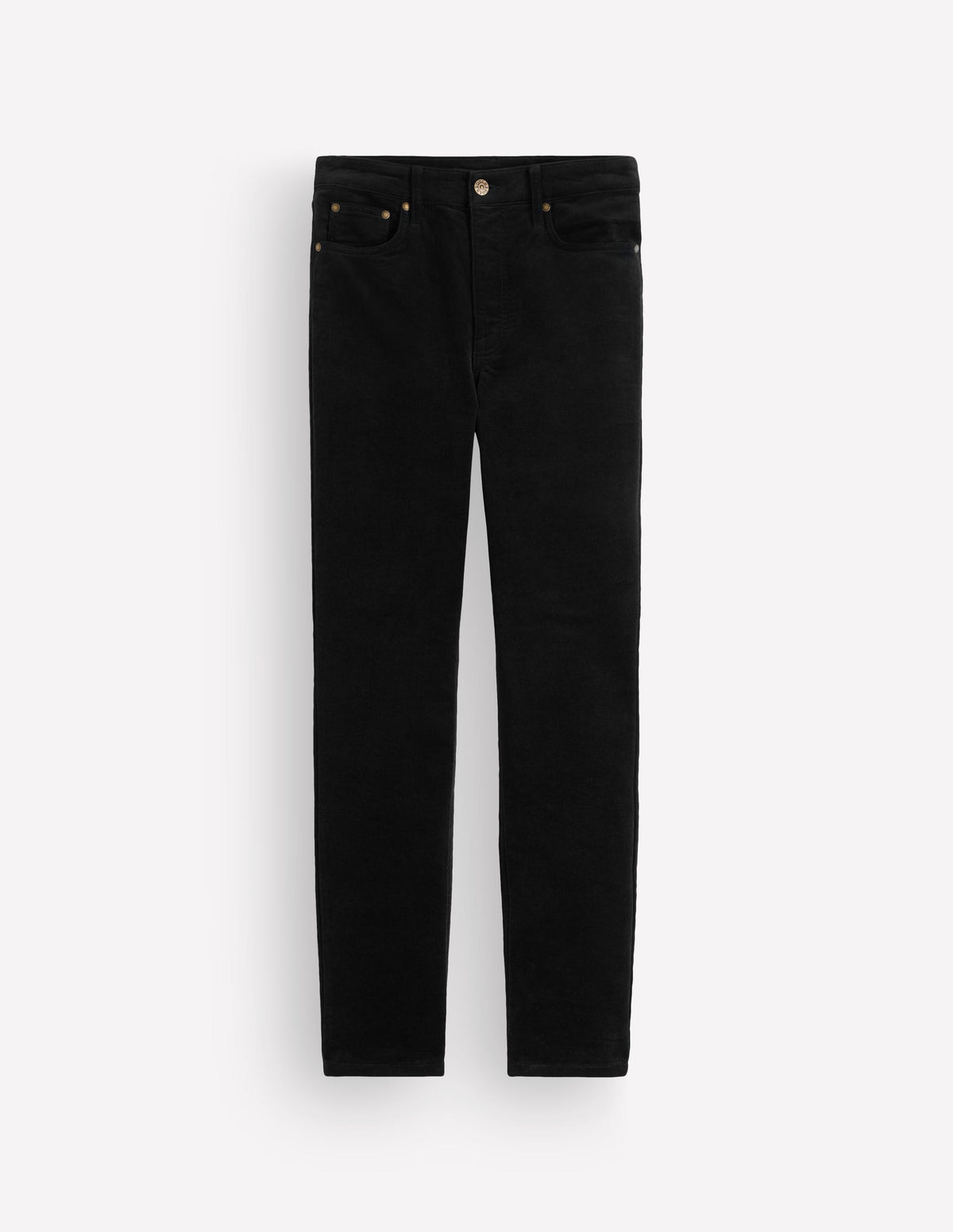 Schmal geschnittene Cord-Jeans mit hohem Bund-Schwarz - Image 6