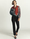 Schmal geschnittene Cord-Jeans mit hohem Bund-Schwarz