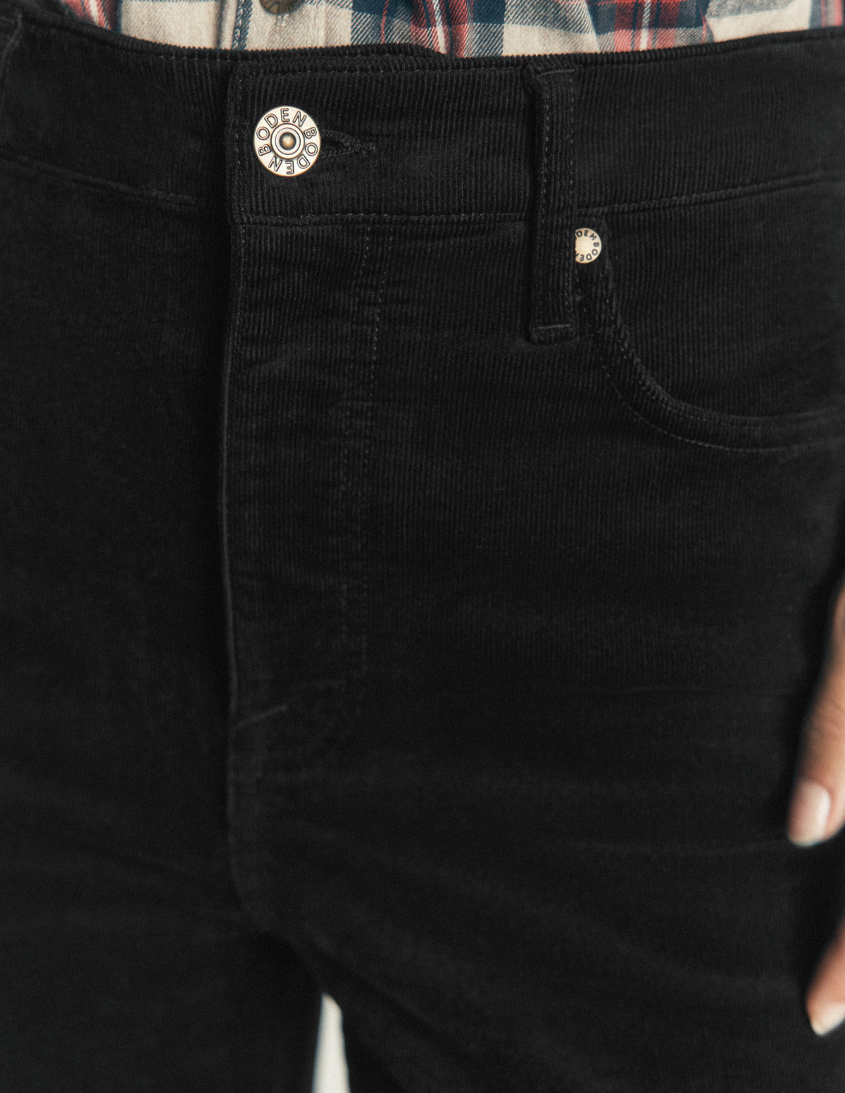 Schmal geschnittene Cord-Jeans mit hohem Bund-Schwarz - Image 5