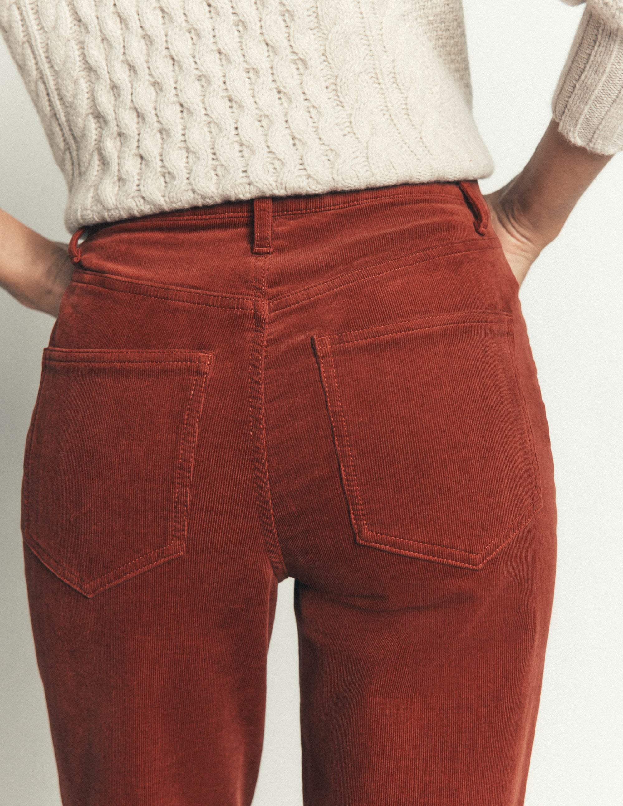 High Rise Cord Slim Jeans-Burnt Henna - Image 5