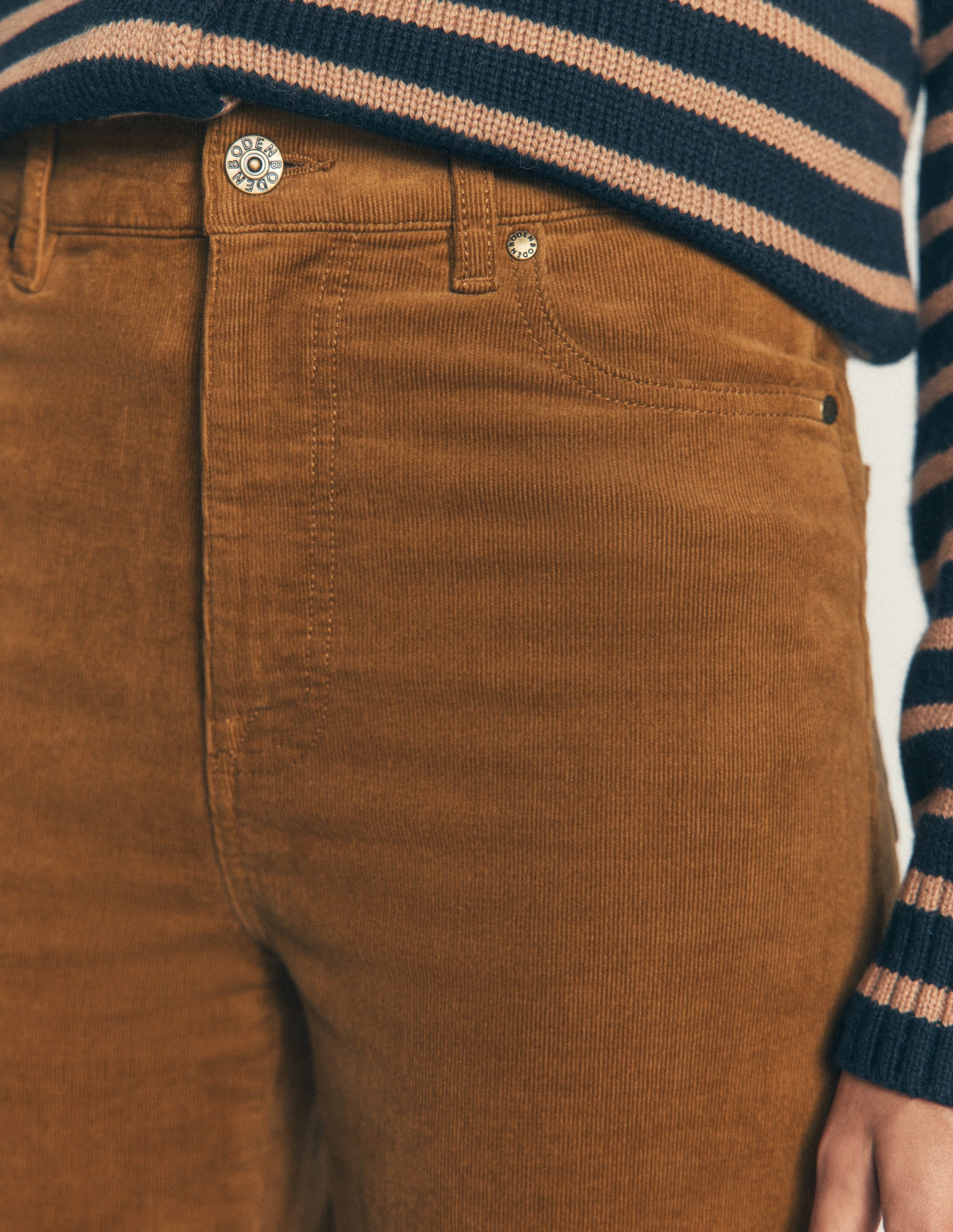 High Rise Cord Column Jeans-Rubber - Image 2