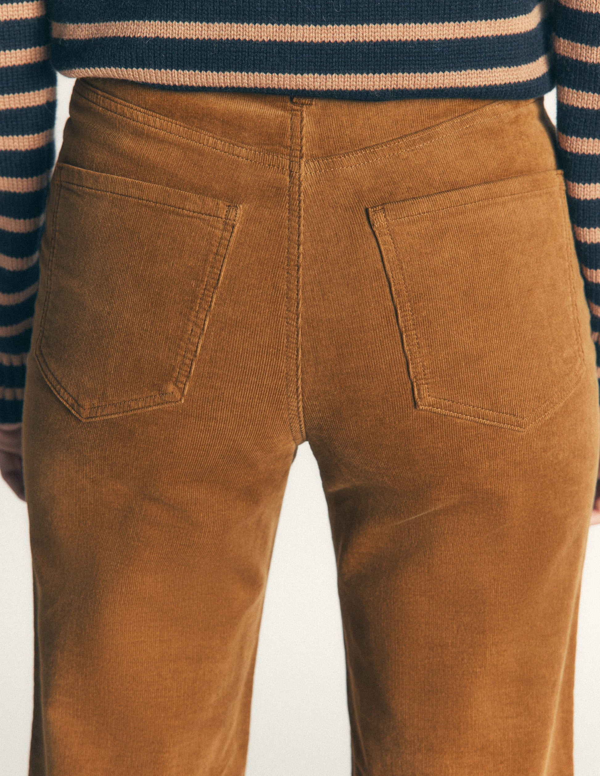 High Rise Cord Column Jeans-Rubber-5