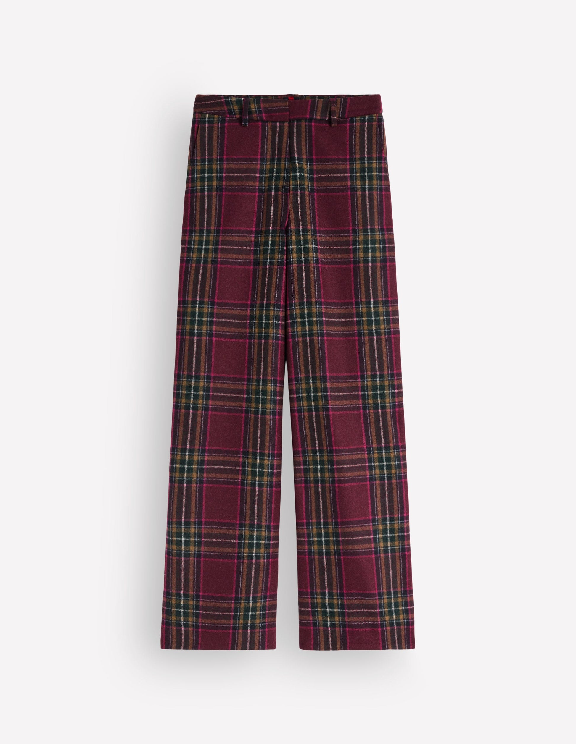 Belgravia Wool Blend Trousers-Maroon And Olive Check-7