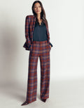 Belgravia Wool Blend Trousers-Brown, Blue, and Pink Check