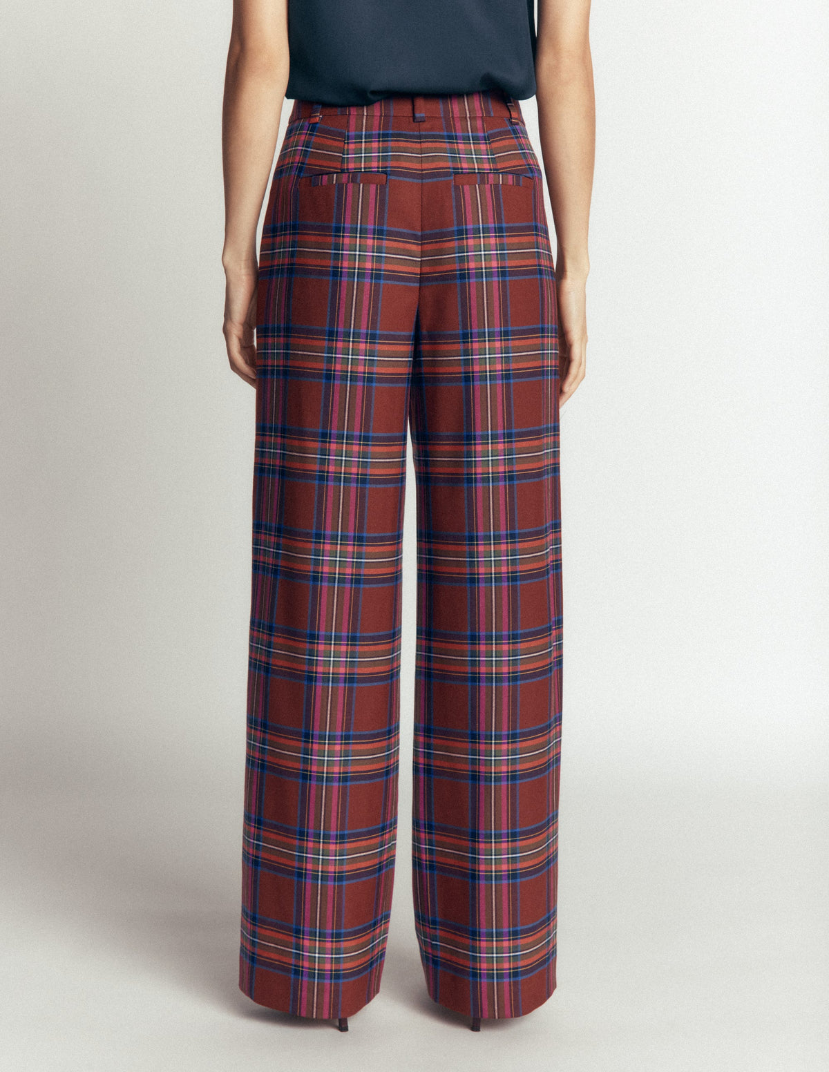 Belgravia Wool Blend Trousers-Brown, Blue, and Pink Check-3