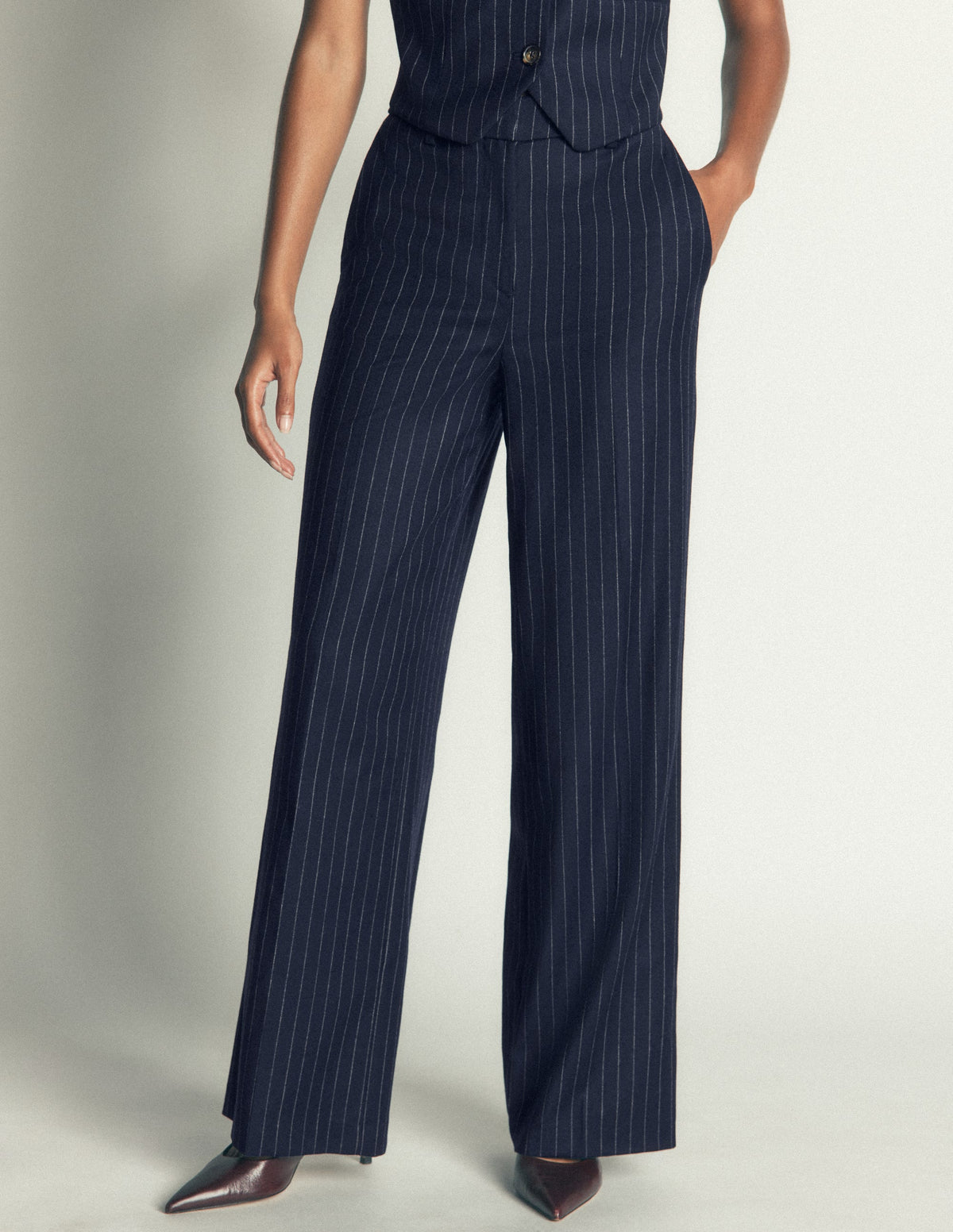 Belgravia Hose aus Wollmischung-Navy, Nadelstreifen - Image 4