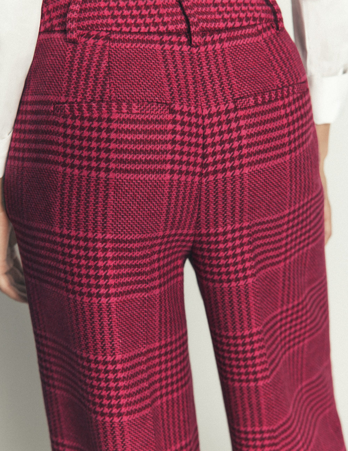 Belgravia Wool Blend Trousers-Pink and Maroon Check - Image 2