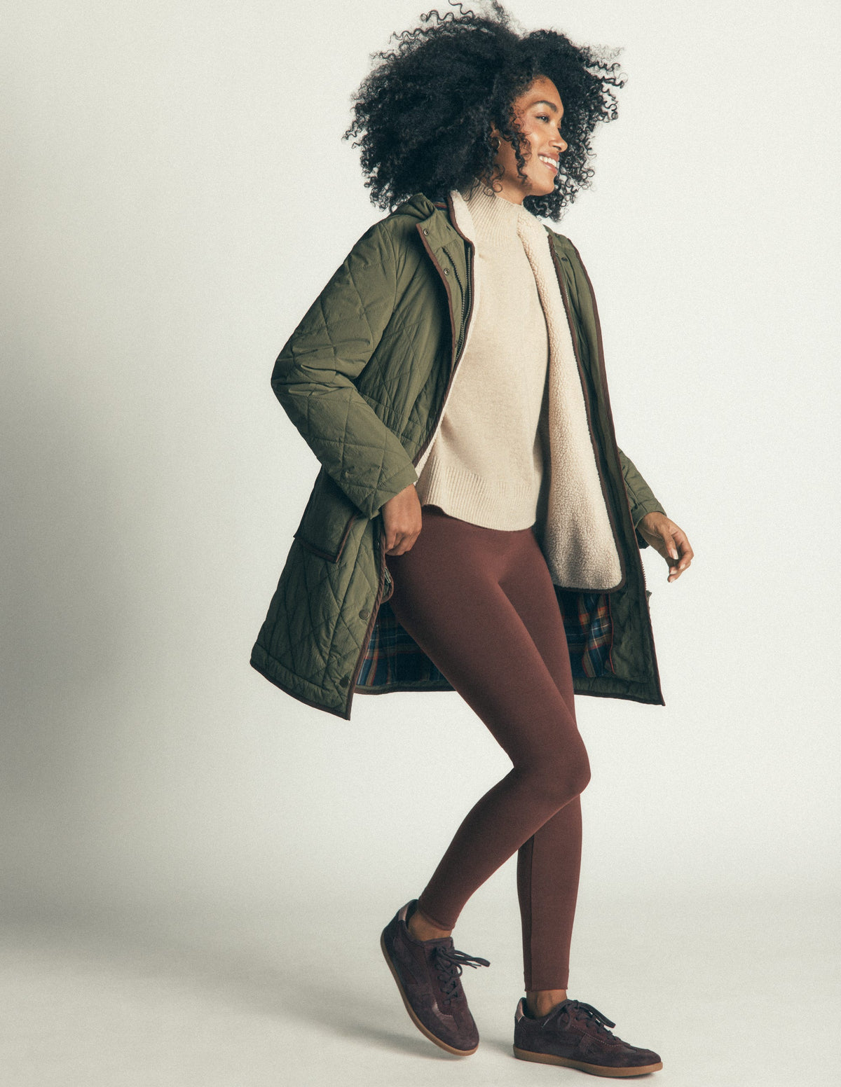 Jersey-Leggings mit hohem Bund-Bitterschokolade-1