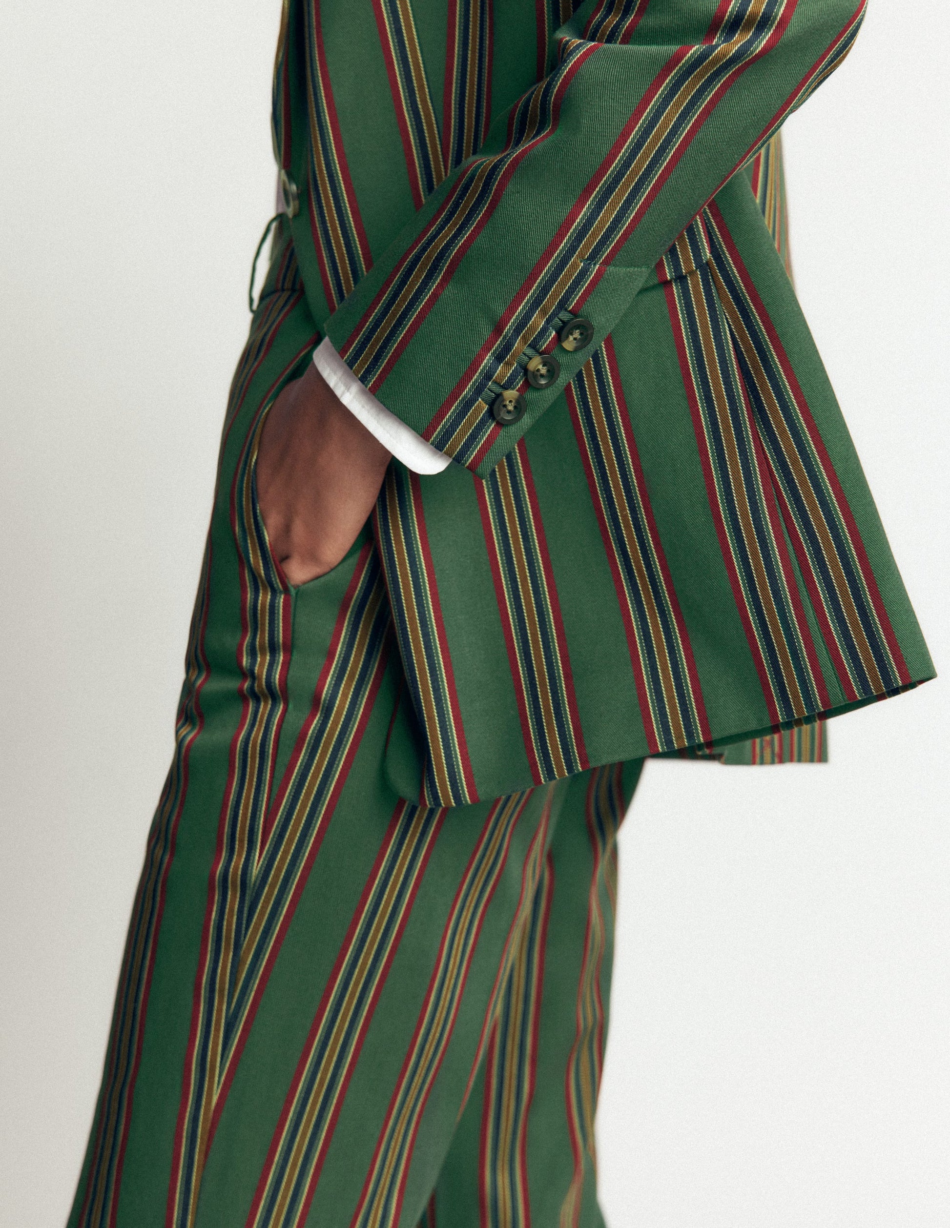 Canonbury Tailored Trousers-Green Stripe-4