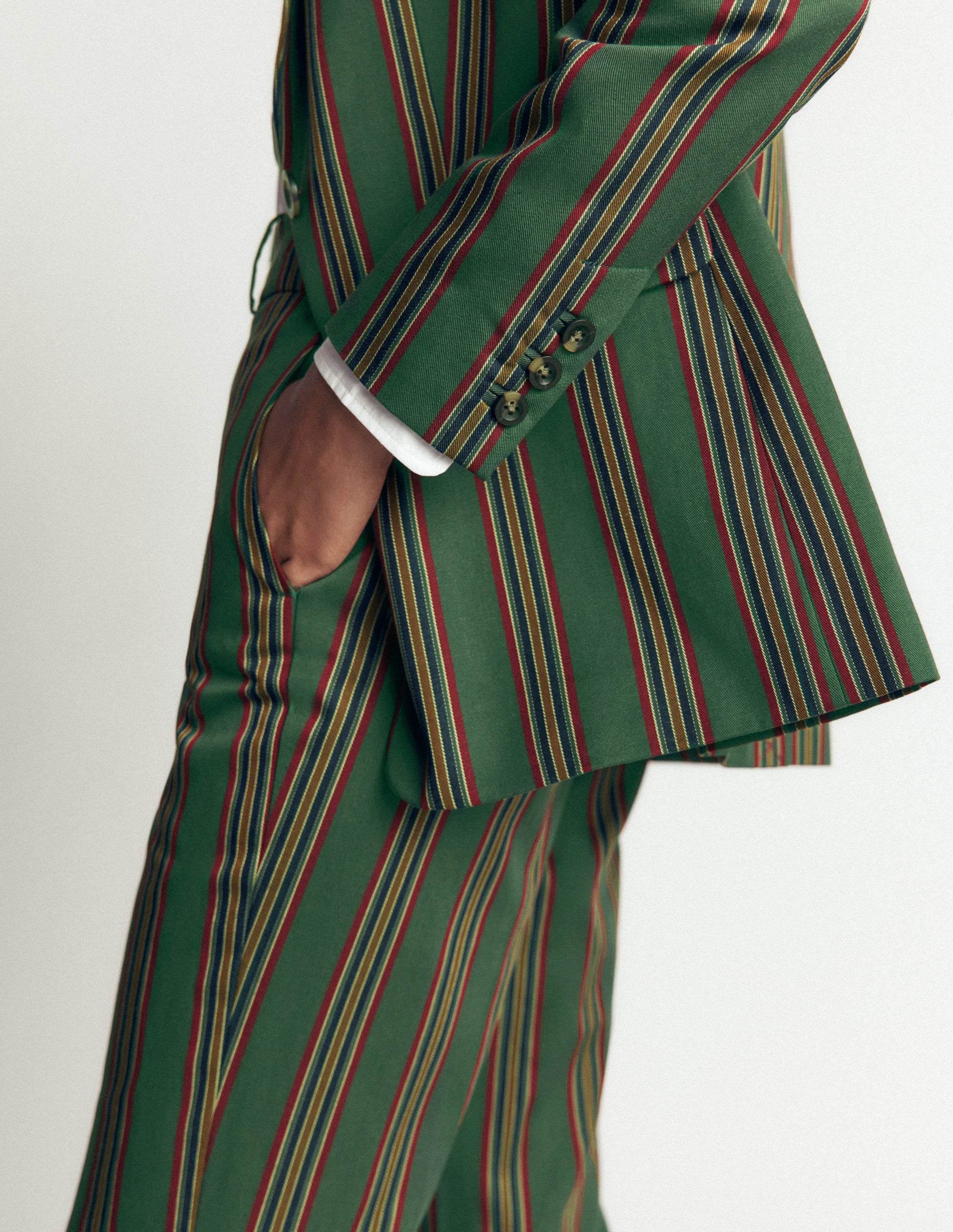 Canonbury Tailored Trousers-Green Stripe - Image 3