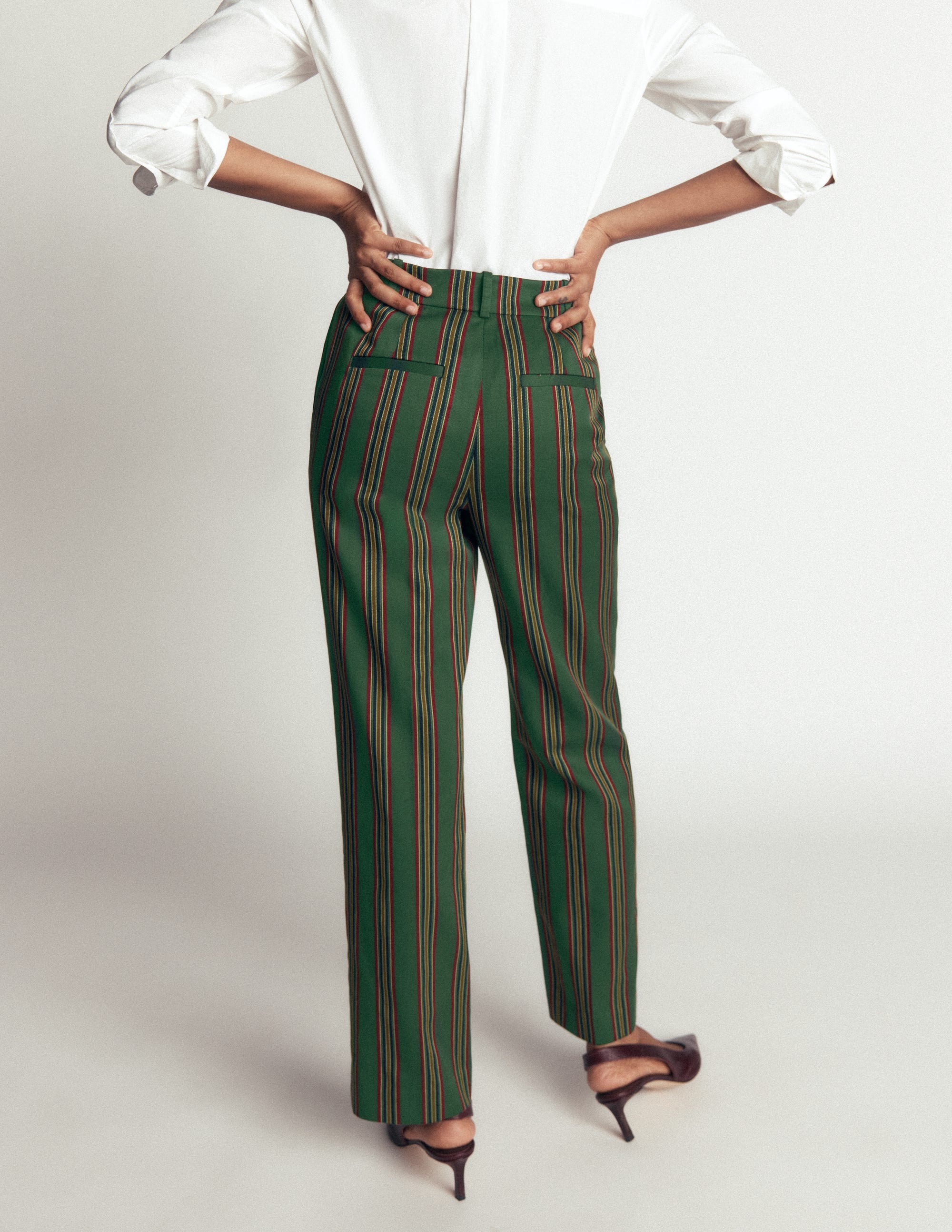 Canonbury Tailored Trousers-Green Stripe - Image 4