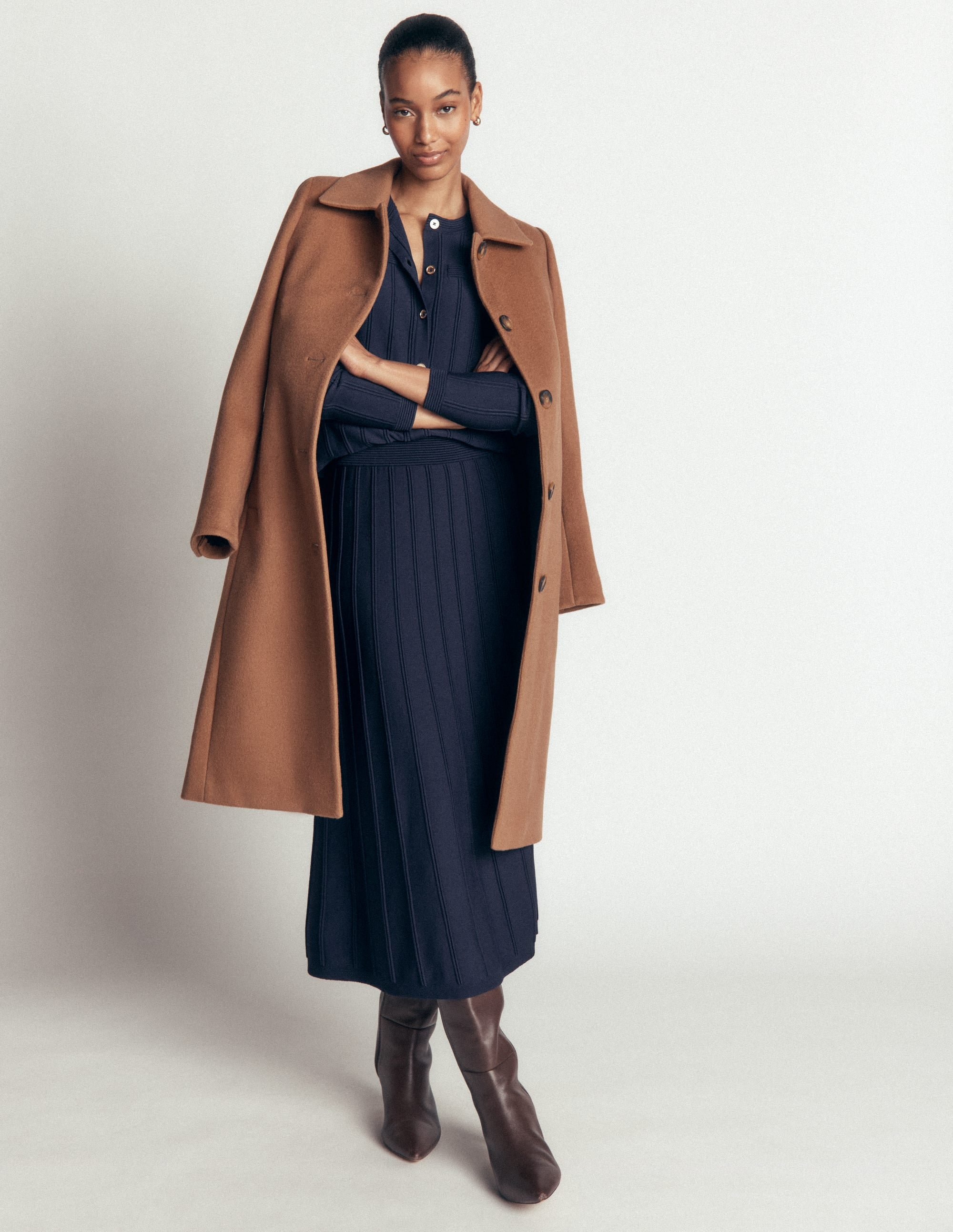 Ottoman Knitted Midi Skirt-Navy - Image 6