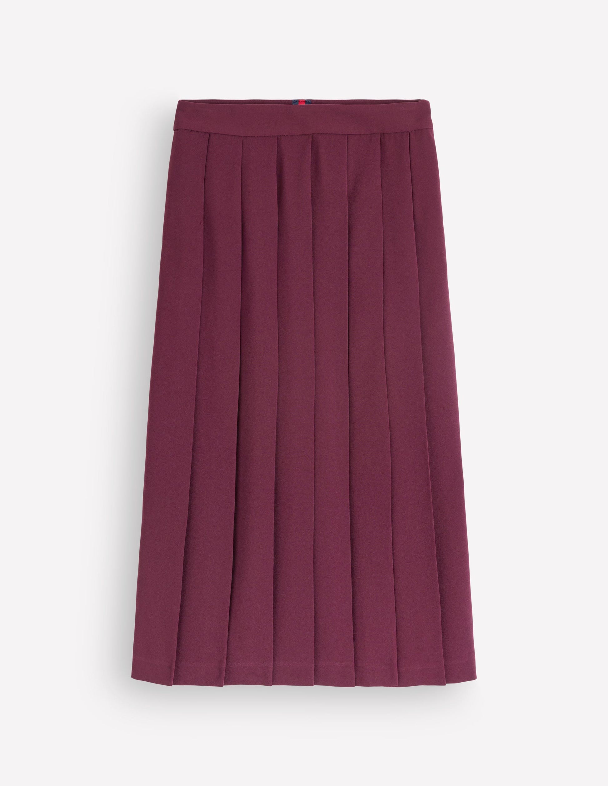 Plissierter Midirock mit seitlichem Schlitz-Dunkle Kirsche-5