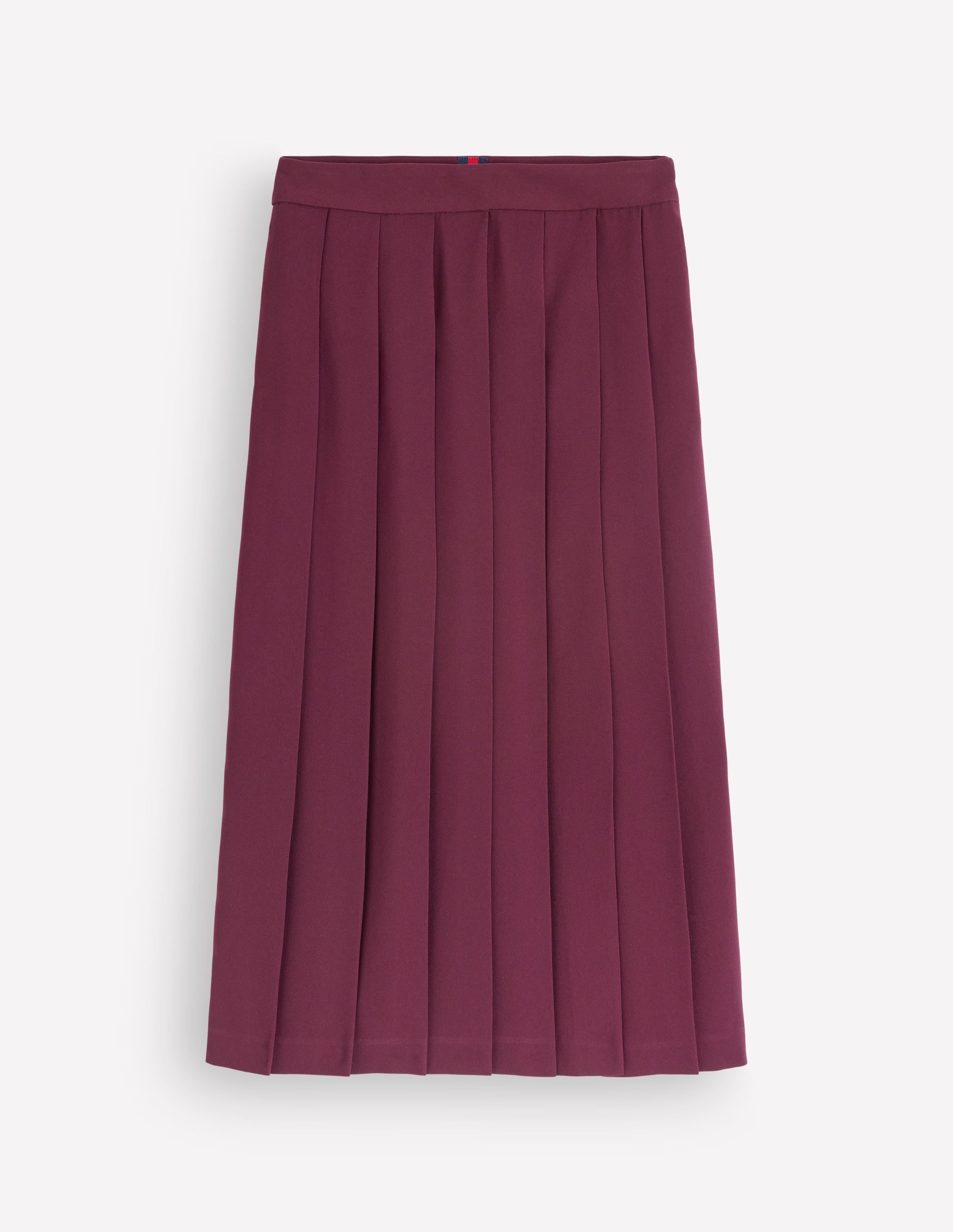 Plissierter Midirock mit seitlichem Schlitz-Dunkle Kirsche - Image 5