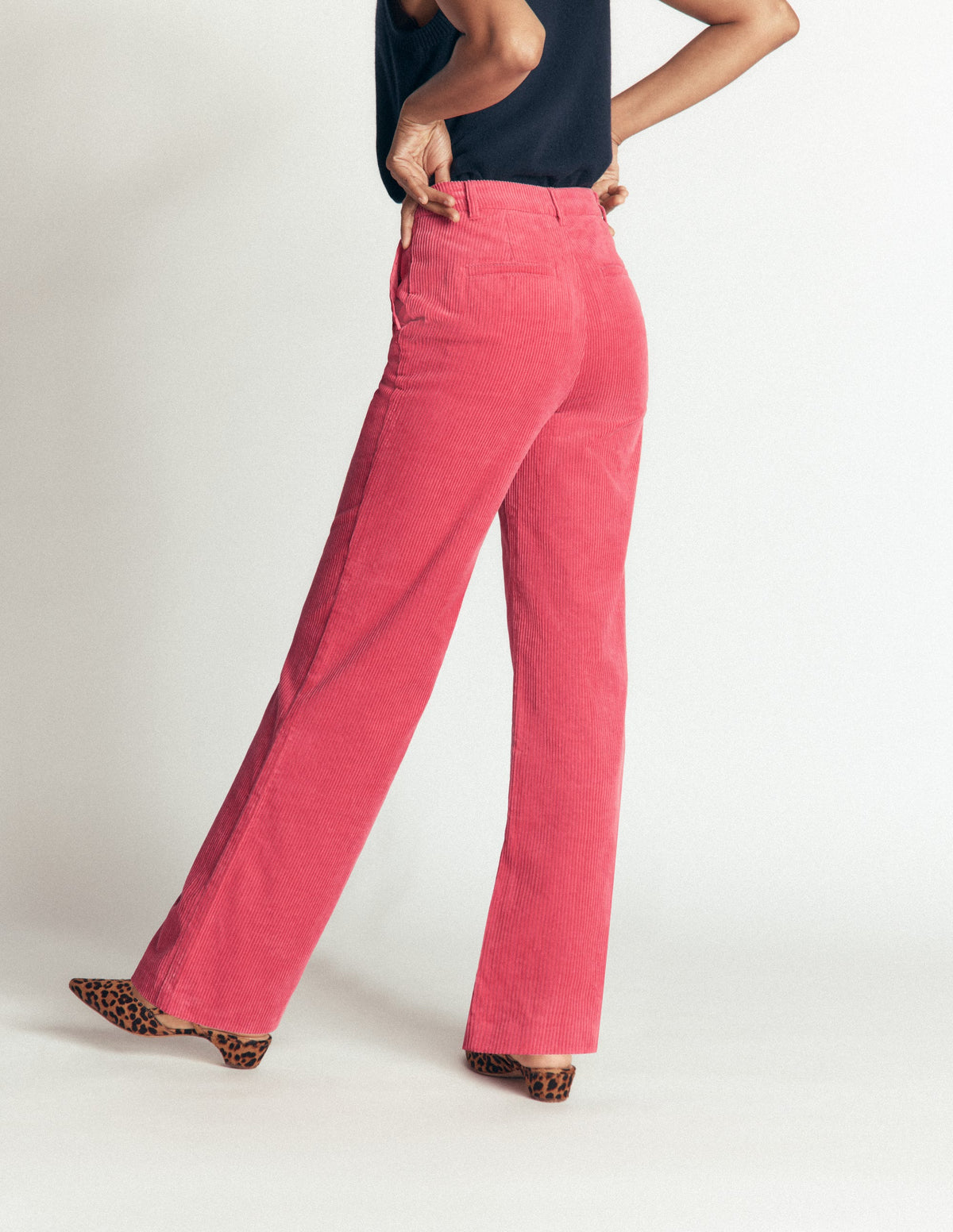 Fitzrovia Cord Column Trousers-Cherry Blush - Image 3