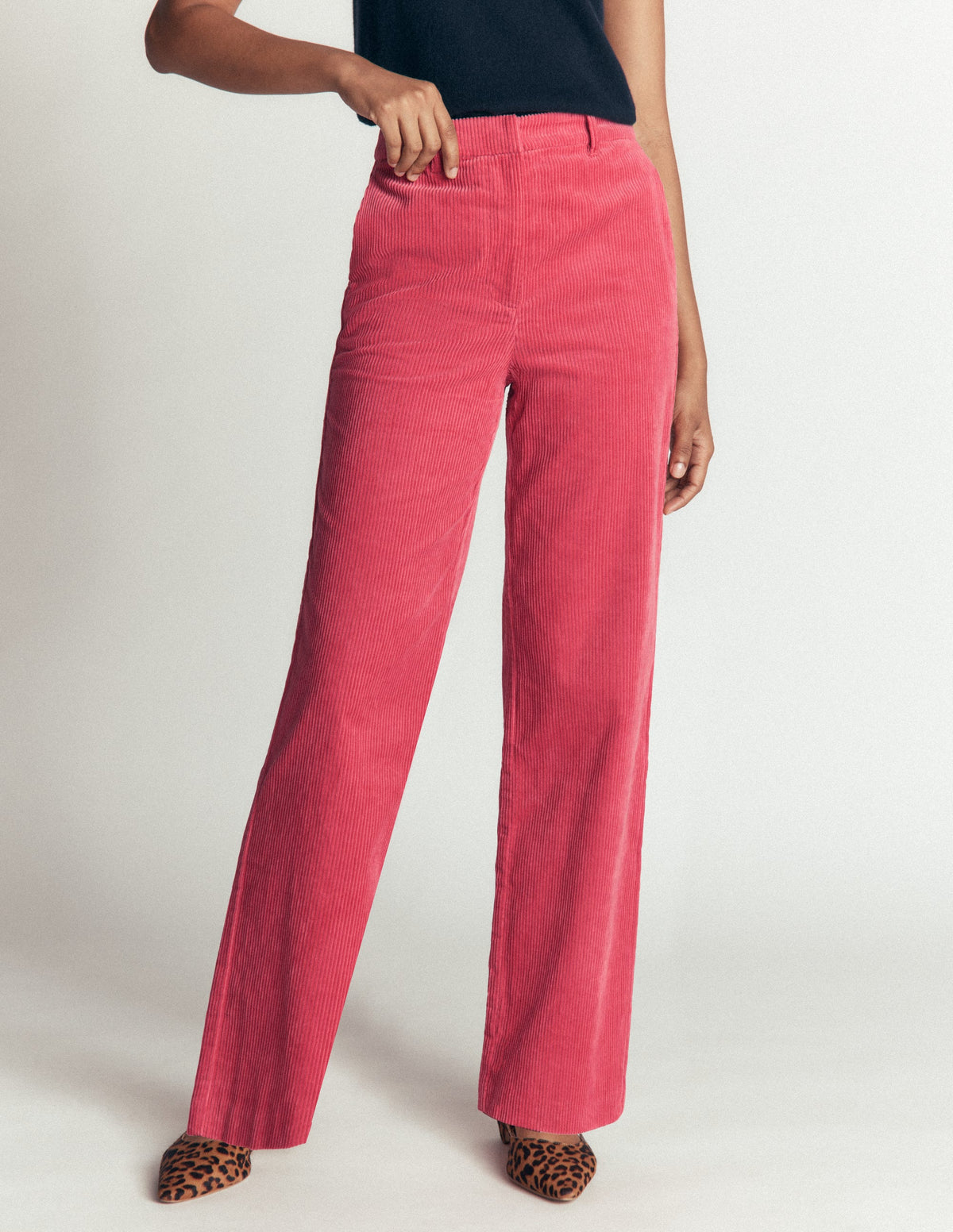 Fitzrovia Cord Column Trousers-Cherry Blush - Image 4