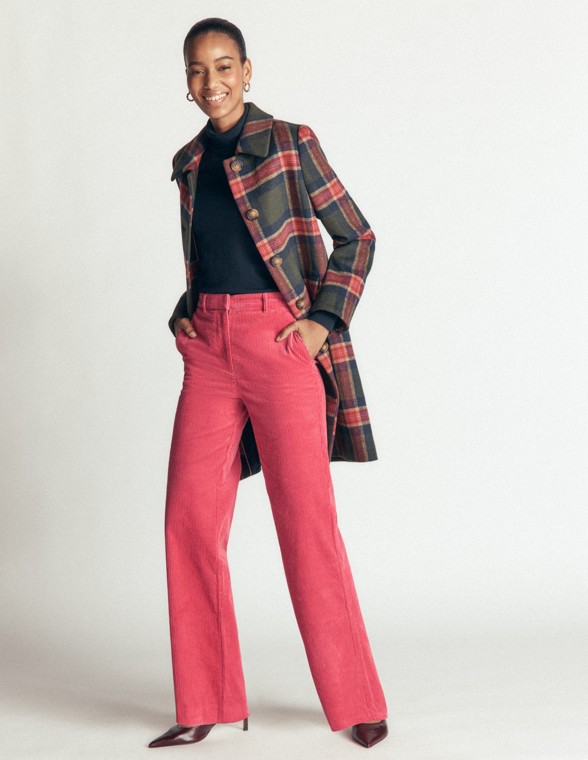 Fitzrovia Cord Column Trousers-Cherry Blush - Image 6