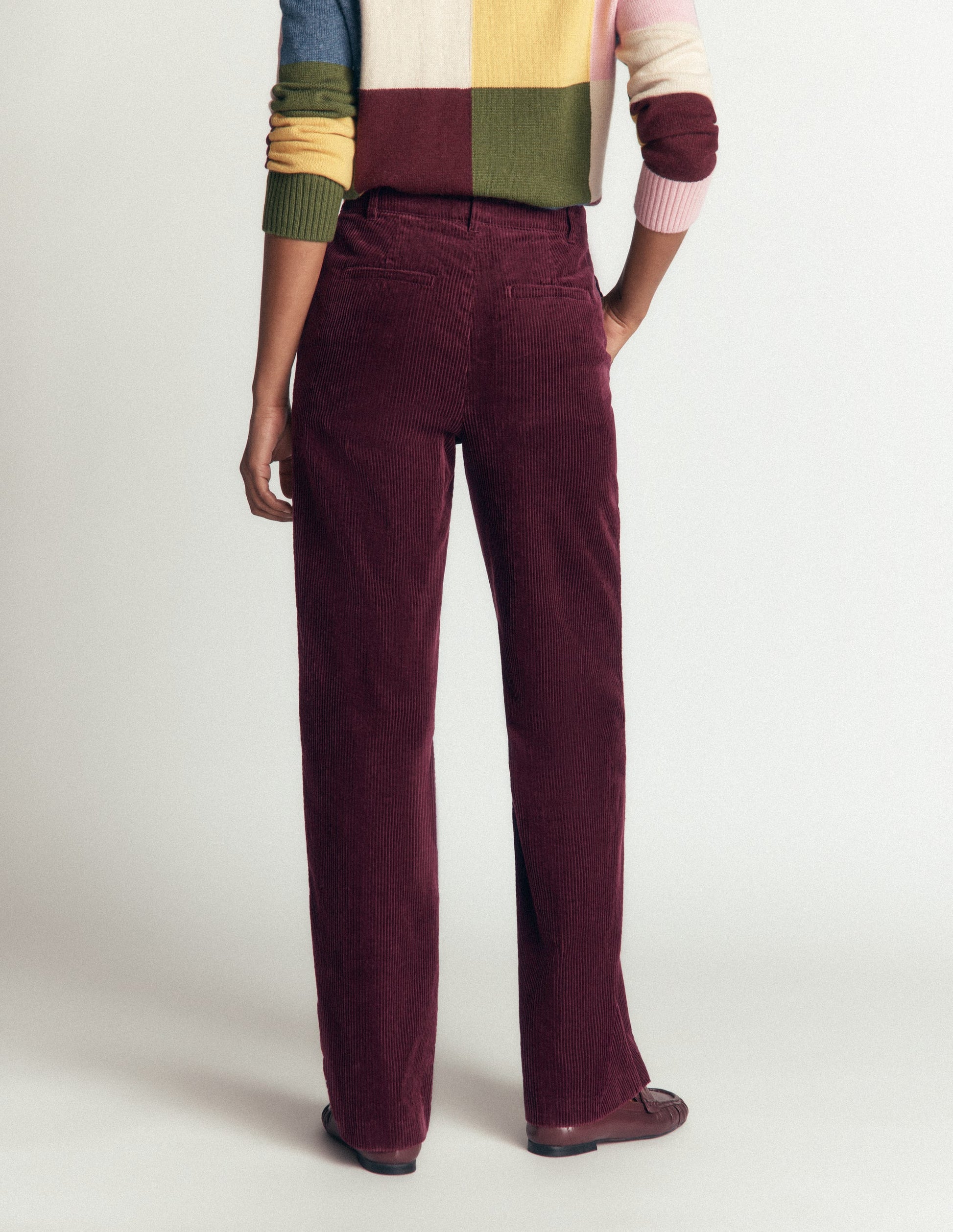 Fitzrovia Cord-Säulenhose-Dunkle Kirsche-3