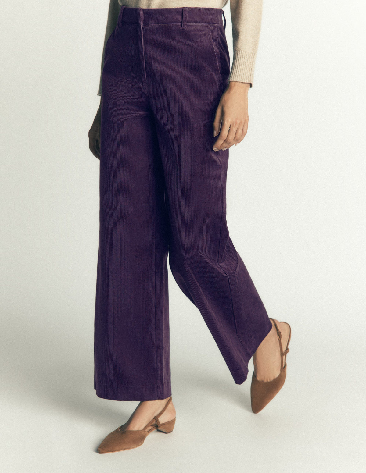 Pantalon Belgravia en velours côtelé-Raisin profond-4