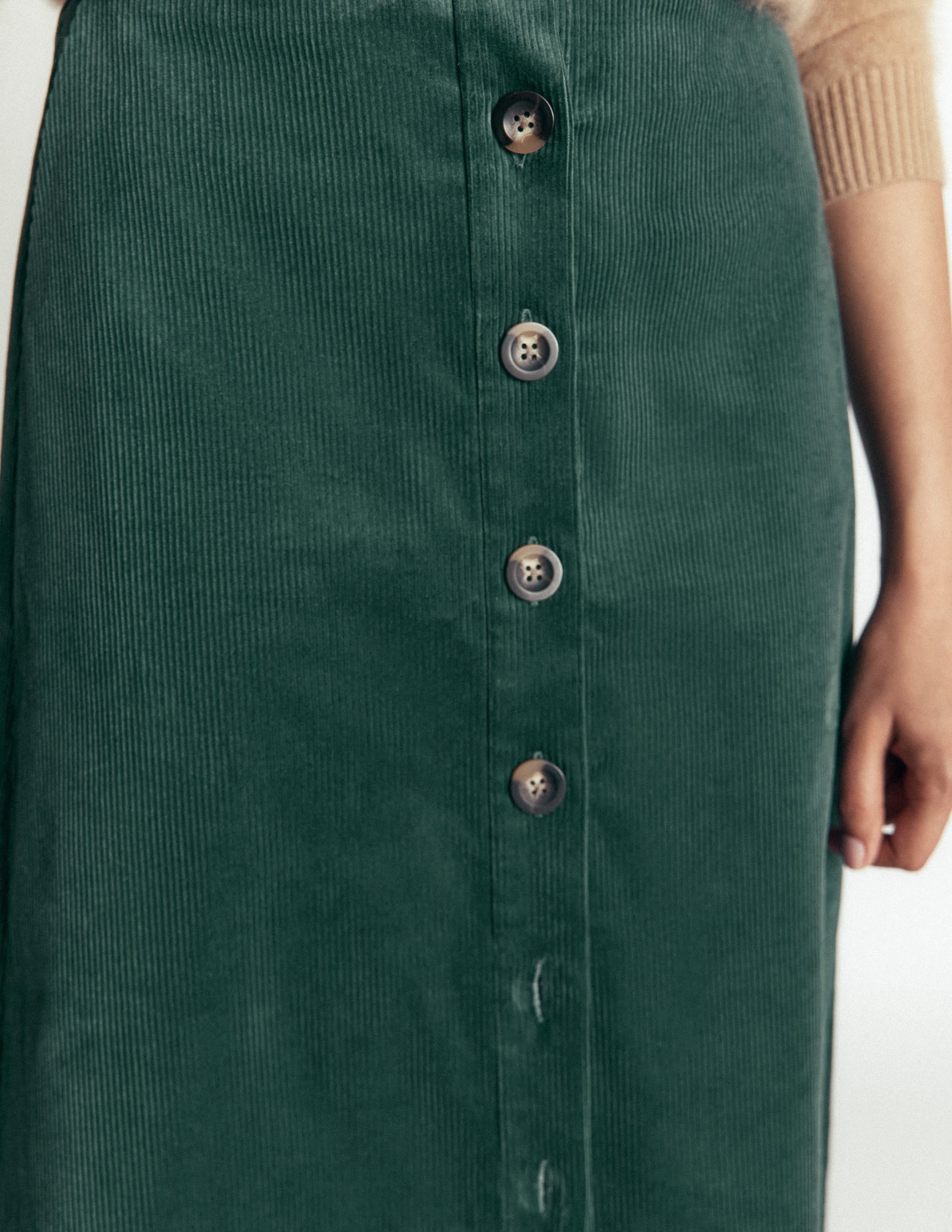 Val Button Cord Midi Skirt-Midnight Teal - Image 2
