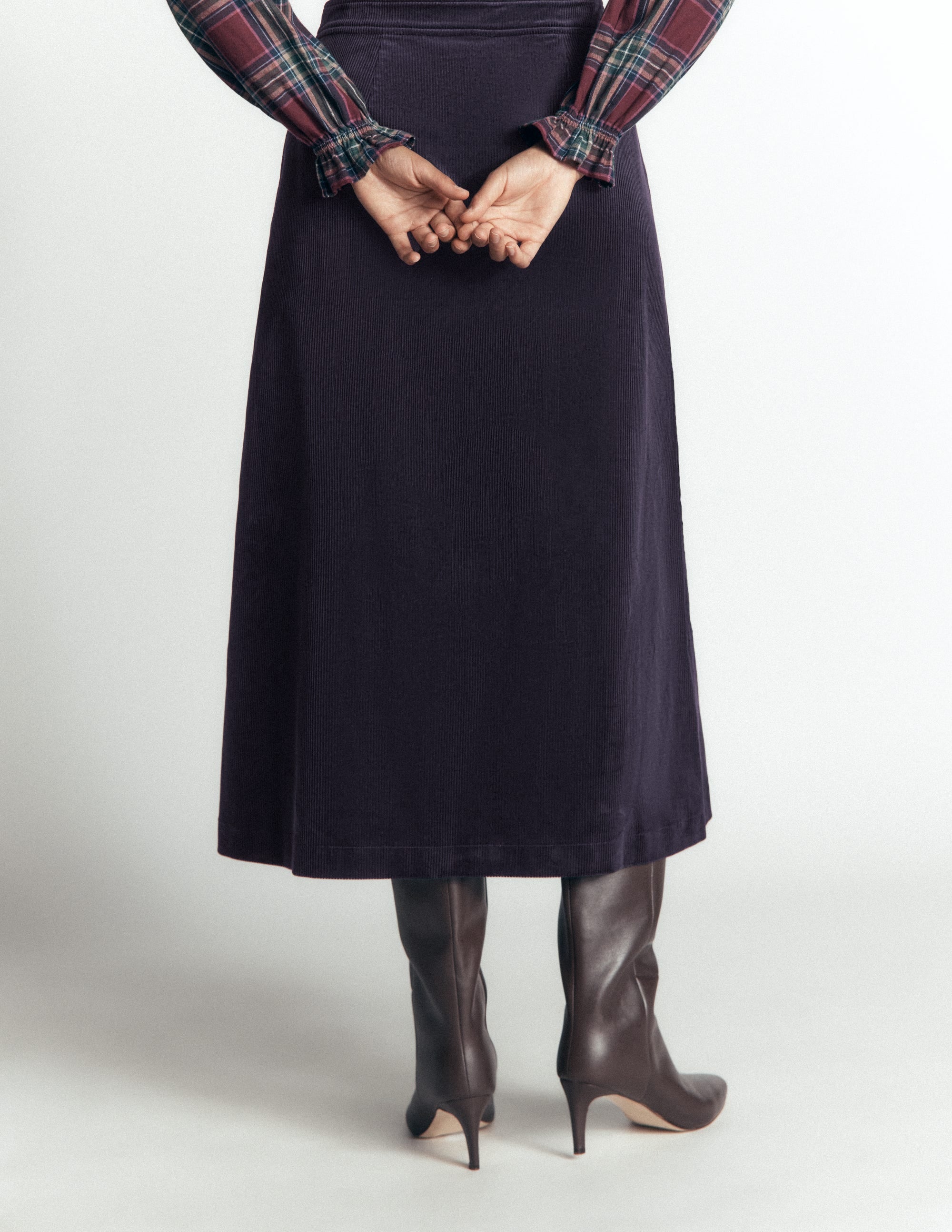 Val Cord-Midirock mit Knopf-Marineblau - Image 3