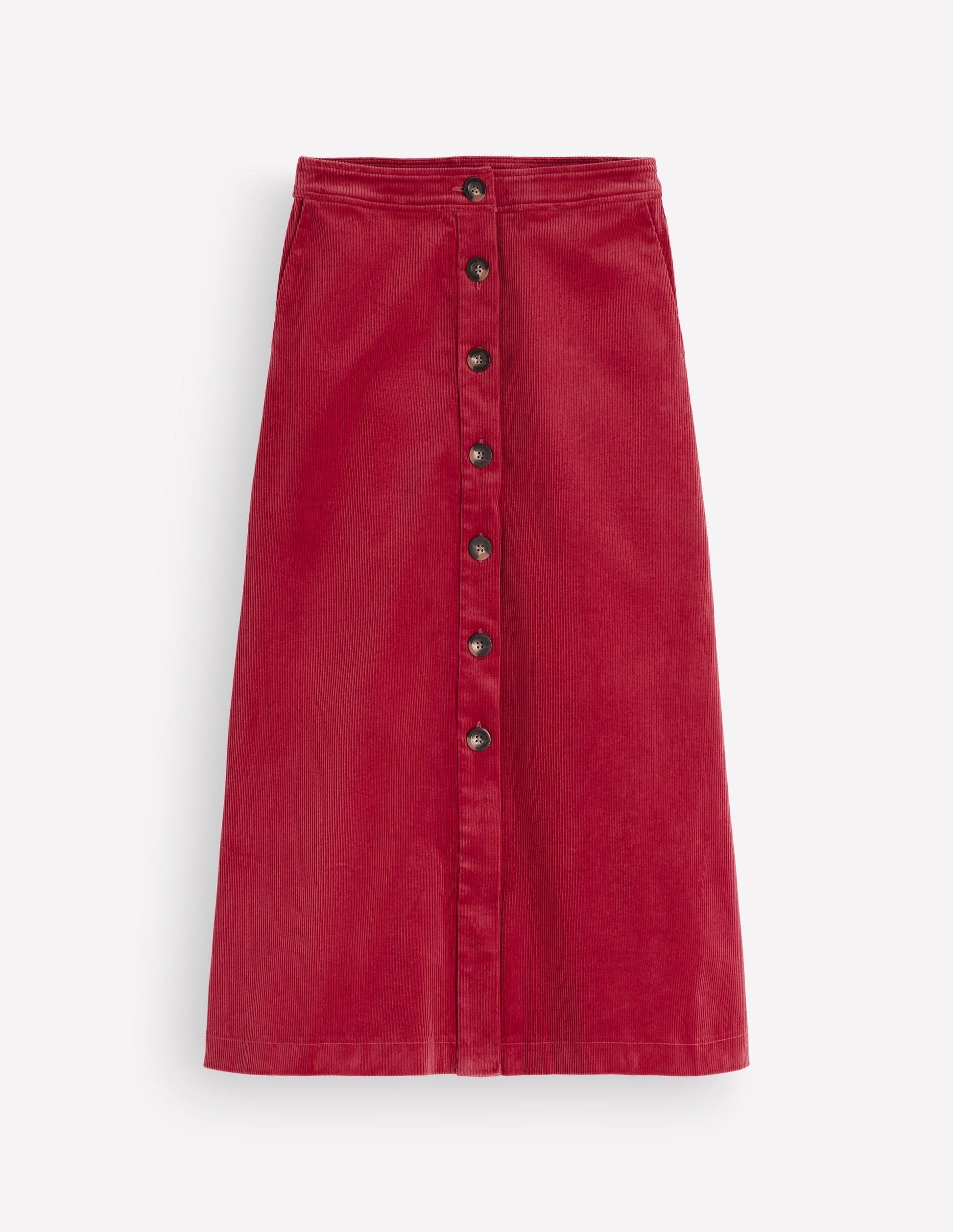 Val Cord-Midirock mit Knopf-Erdiges Rot-6