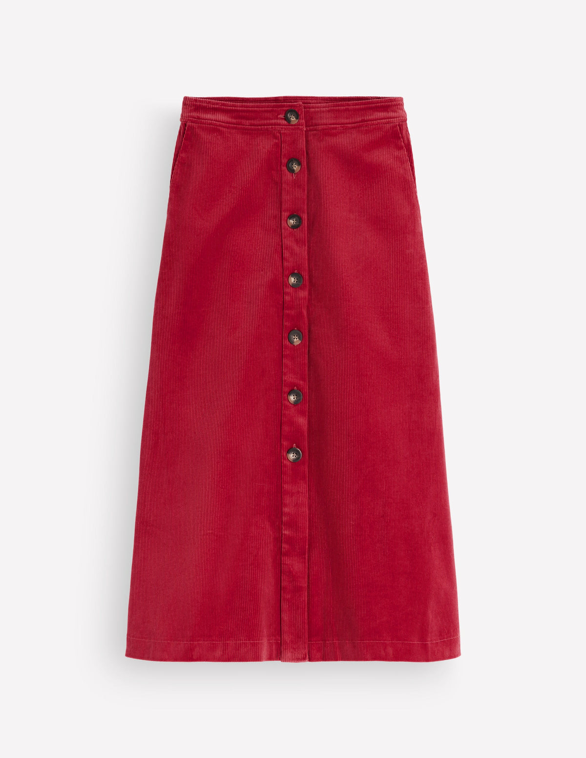 Val Cord-Midirock mit Knopf-Erdiges Rot-6