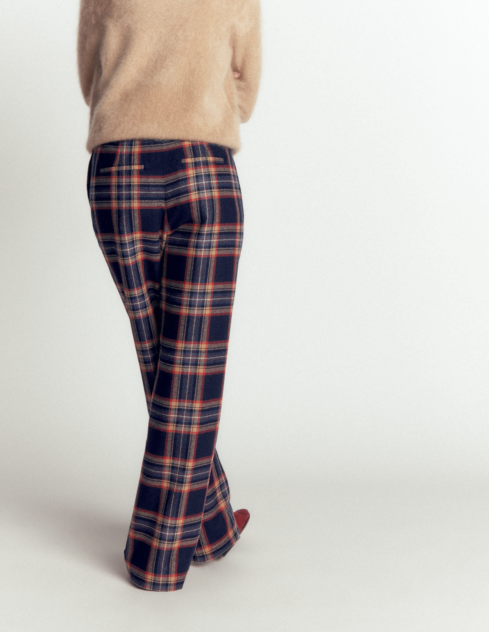 Fitzrovia Wool Blend Trousers-Navy and Camel Check - Image 6