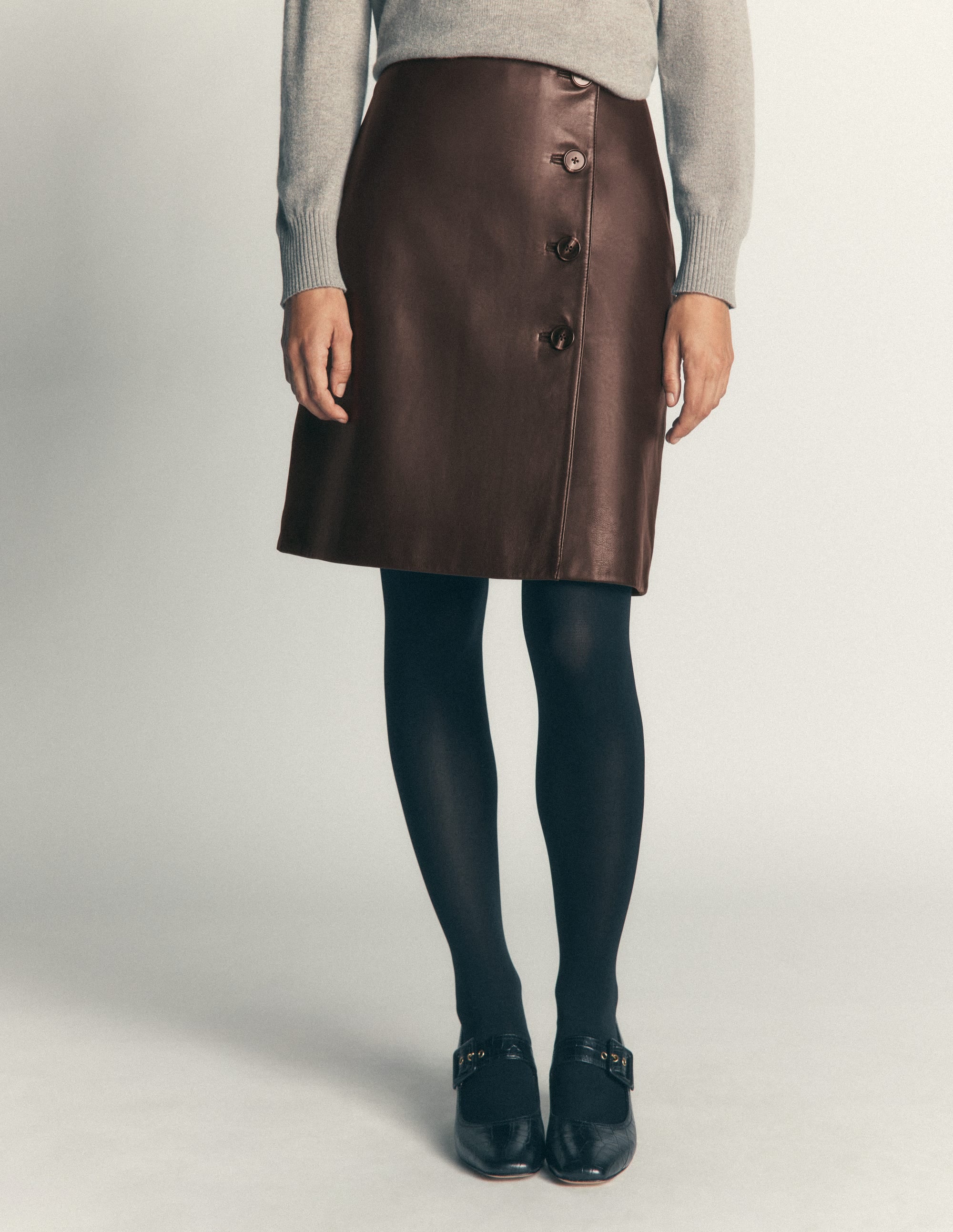 Evelyn Leder-Wickelrock-Schoko - Image 4