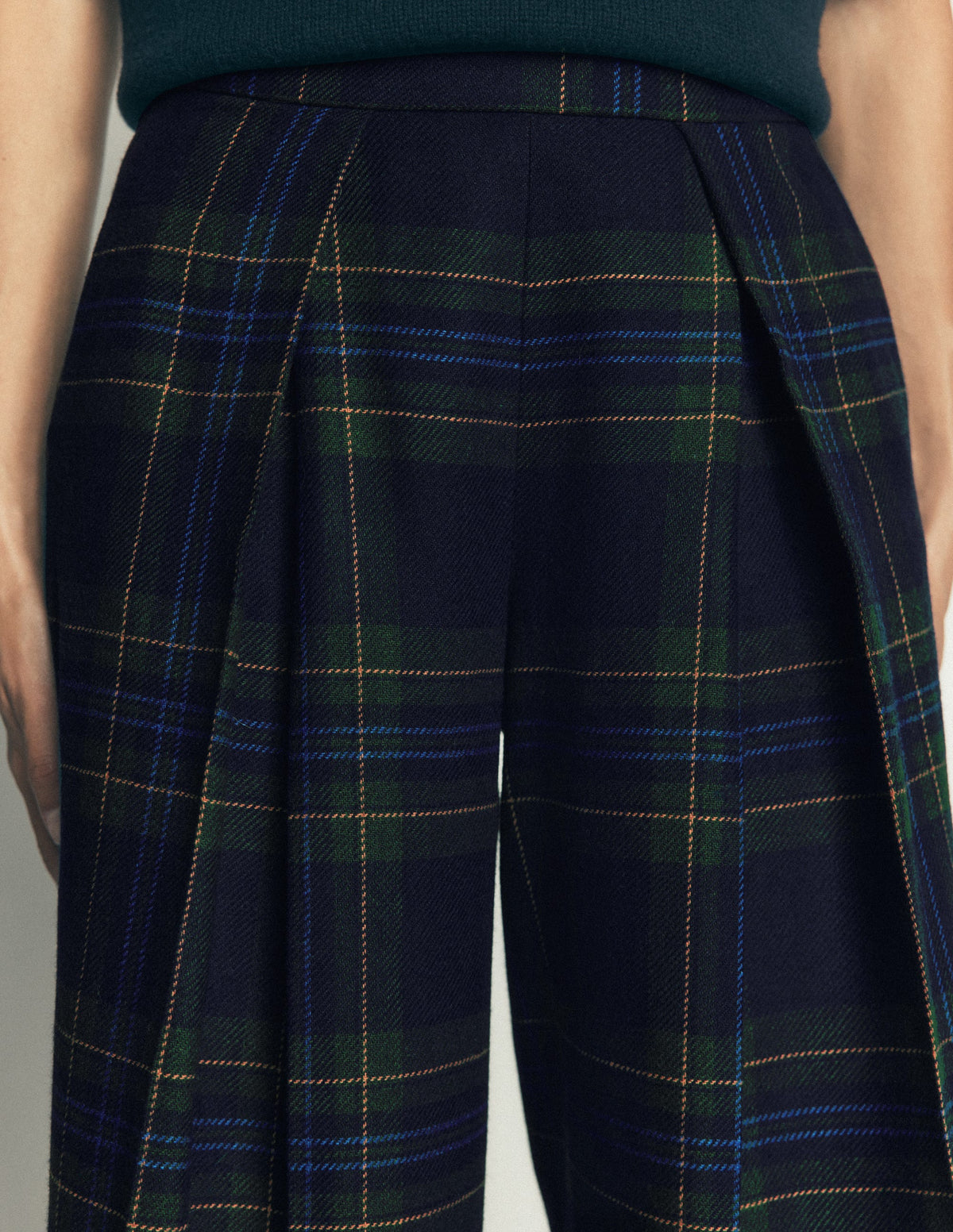 Plissierte Culotte aus Wollmischung-BLACKWATCH-3