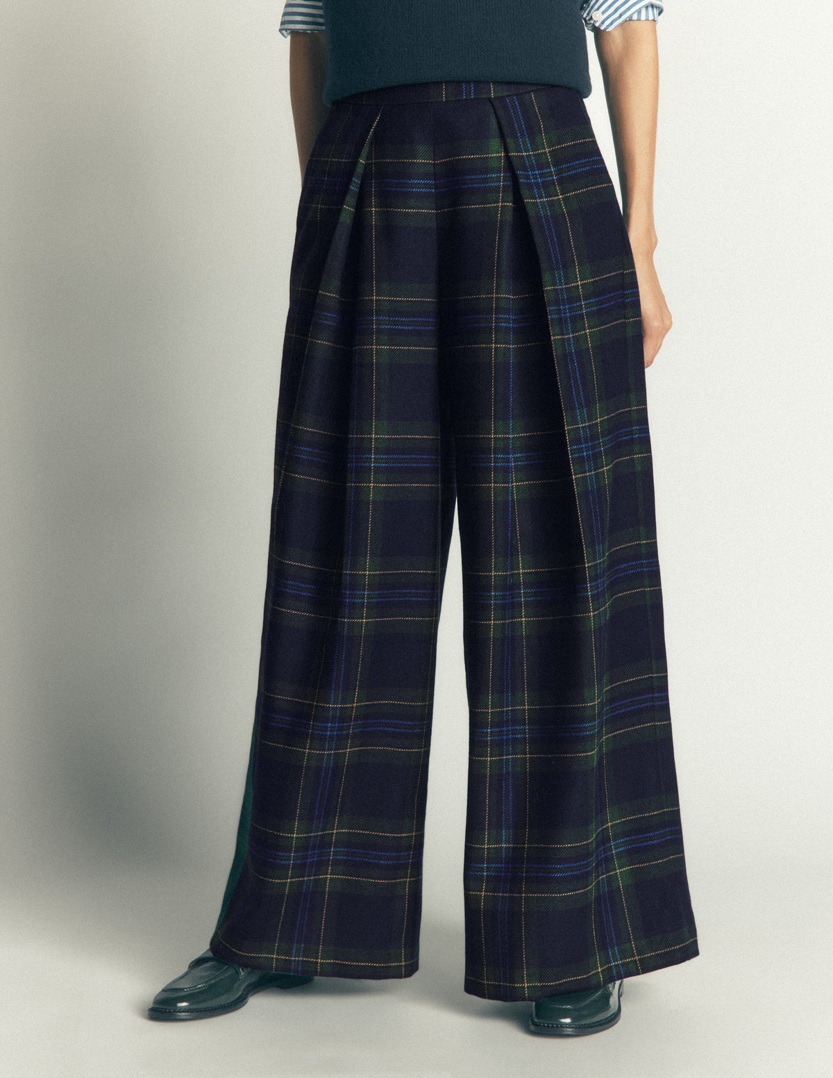 Plissierte Culotte aus Wollmischung-BLACKWATCH - Image 5