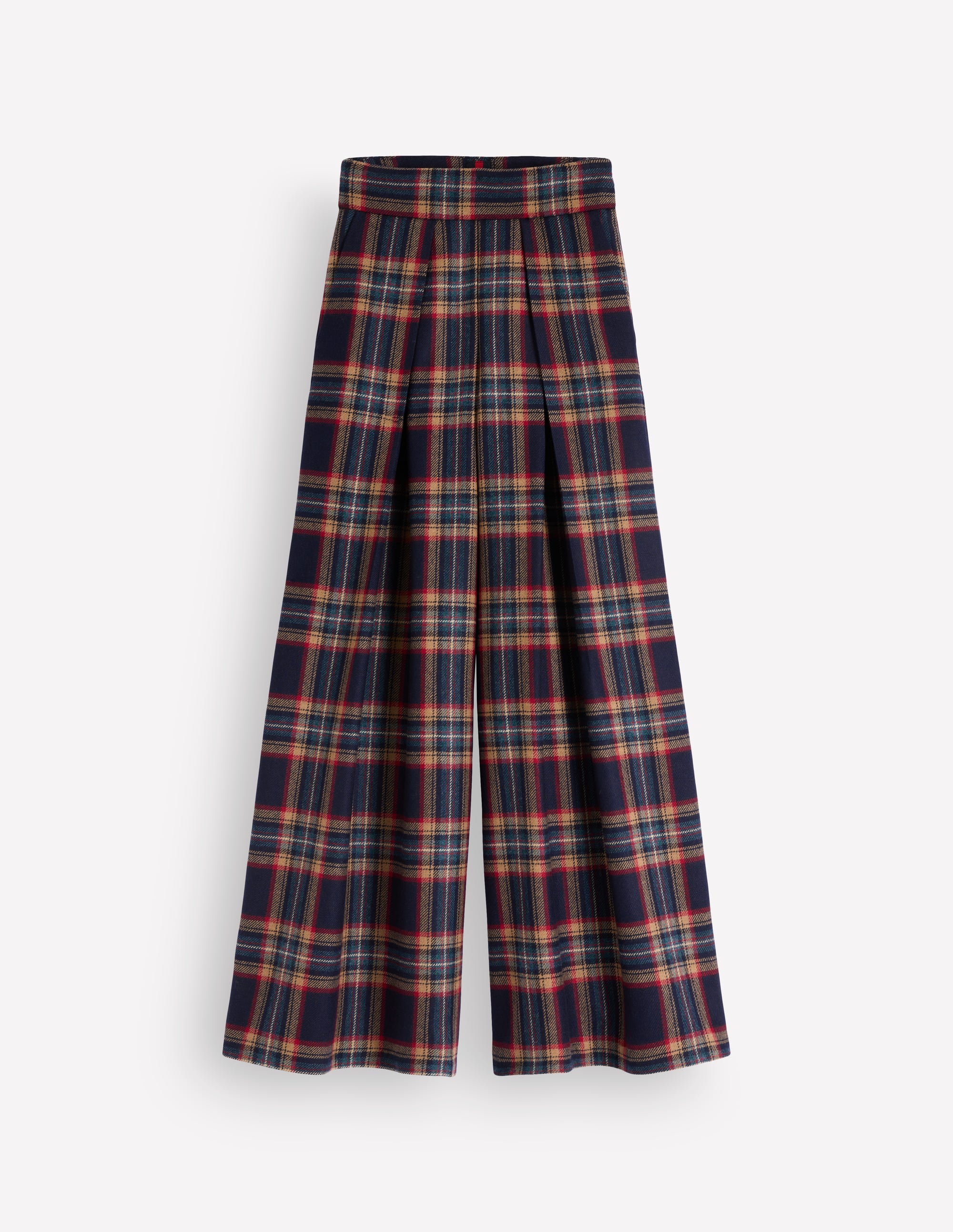 Plissierte Culotte aus Wollmischung-Marineblau, Camel Kariert - Image 6