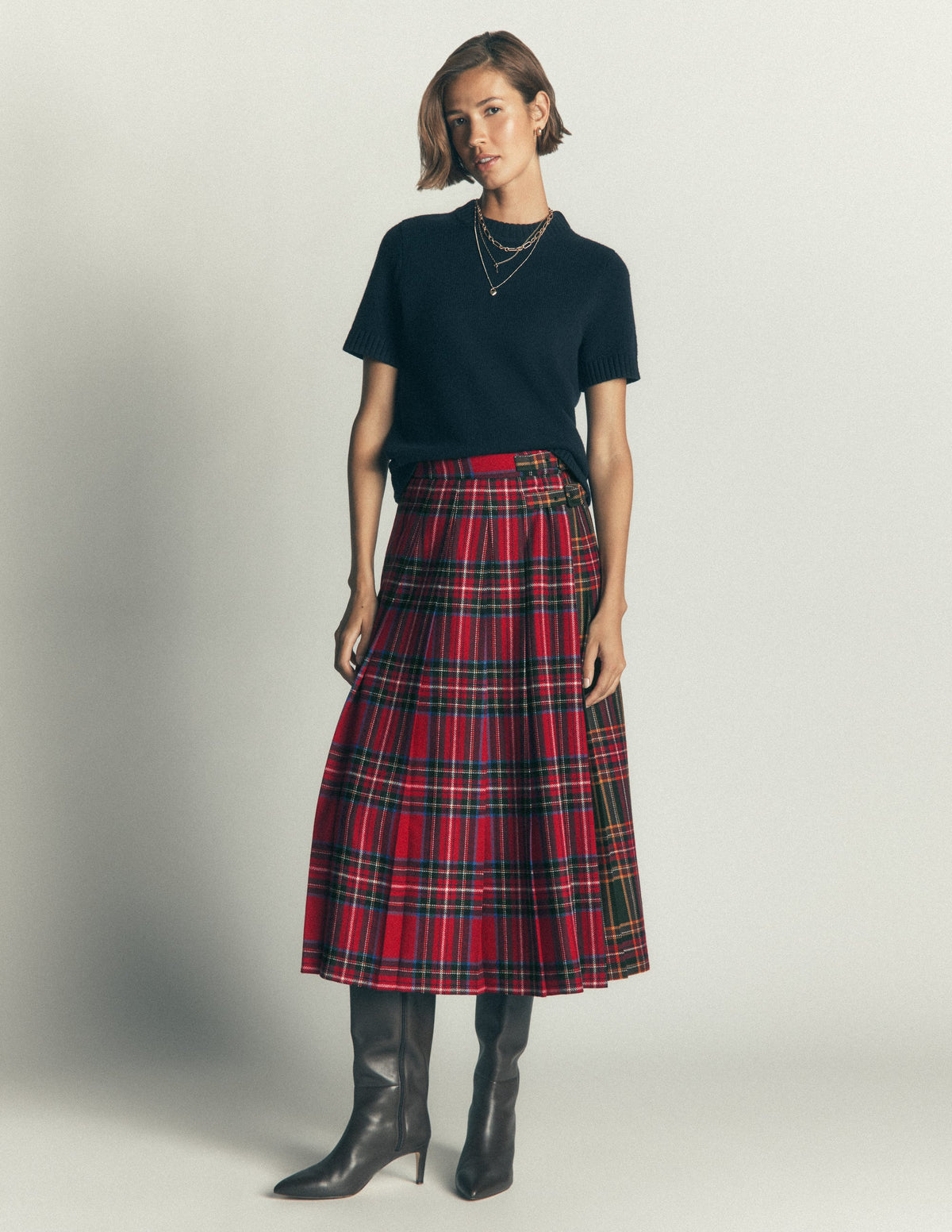Plissierter Midi-Kilt-Kuddelmuddel-Karo-2