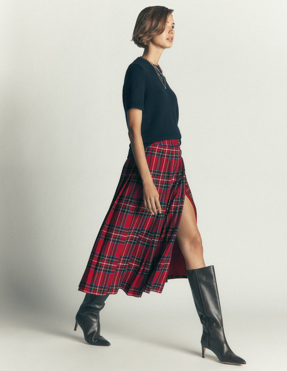 Plissierter Midi-Kilt-Kuddelmuddel-Karo-5