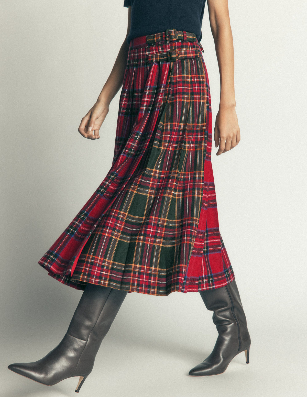 Plissierter Midi-Kilt-Kuddelmuddel-Karo-6