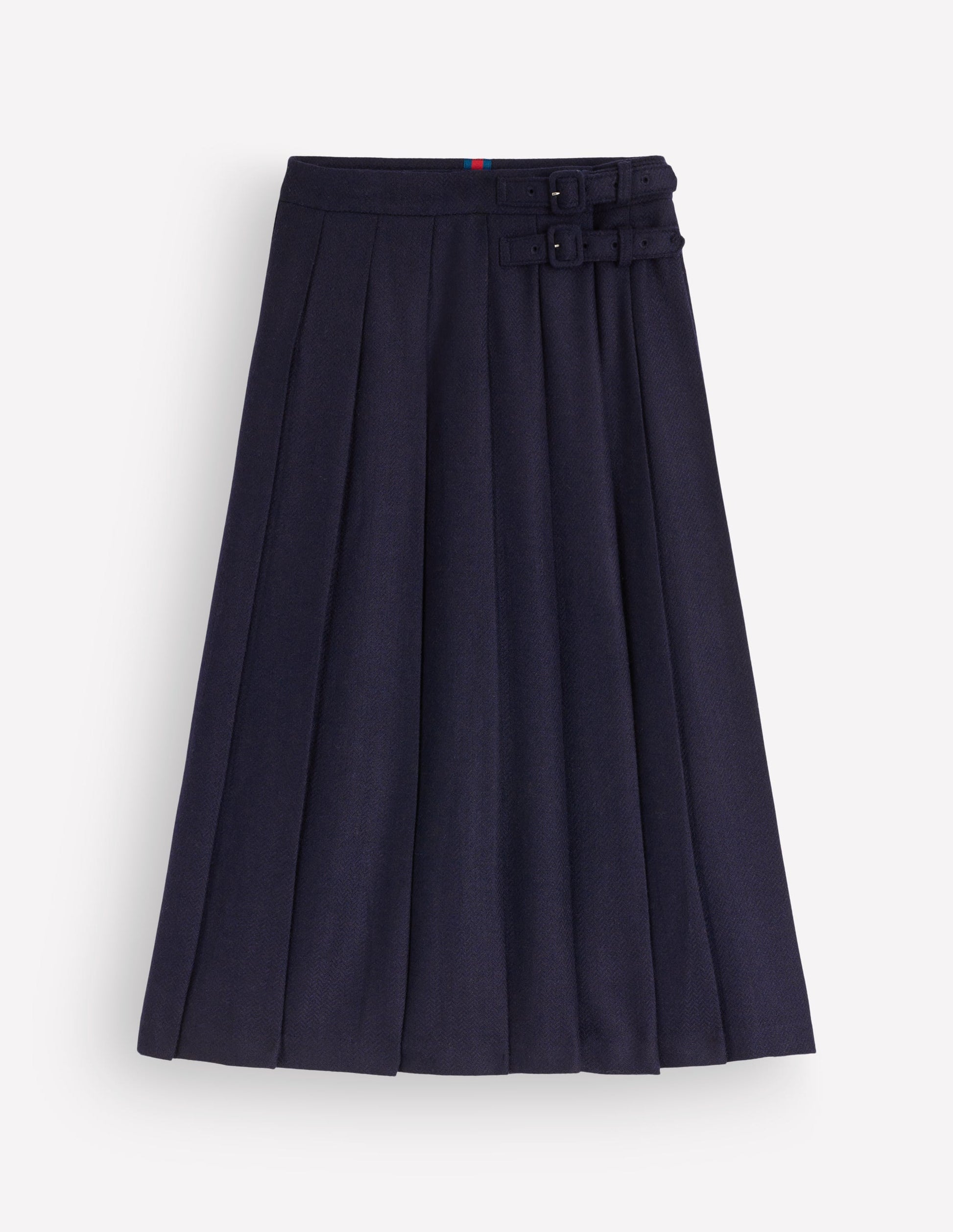 Plissierter Midi-Kilt-Navy mit Fischgrätmuster-5