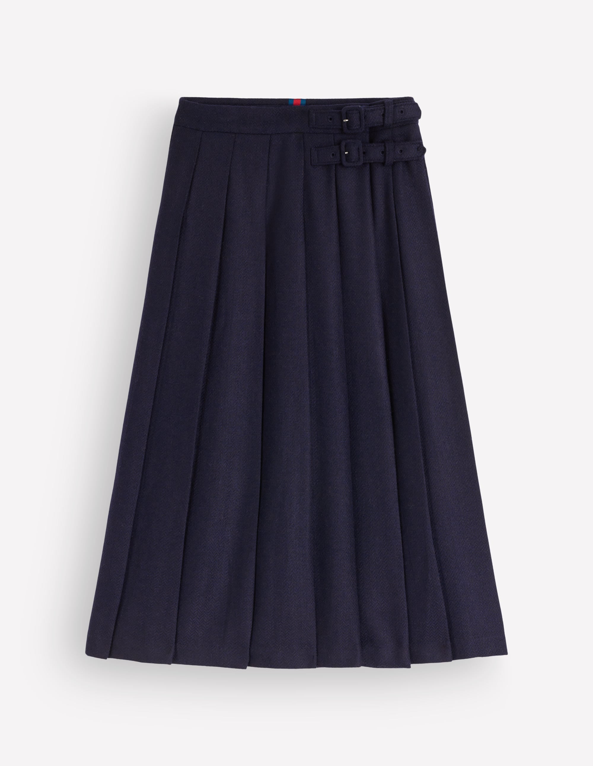 Plissierter Midi-Kilt-Navy mit Fischgrätmuster - Image 5