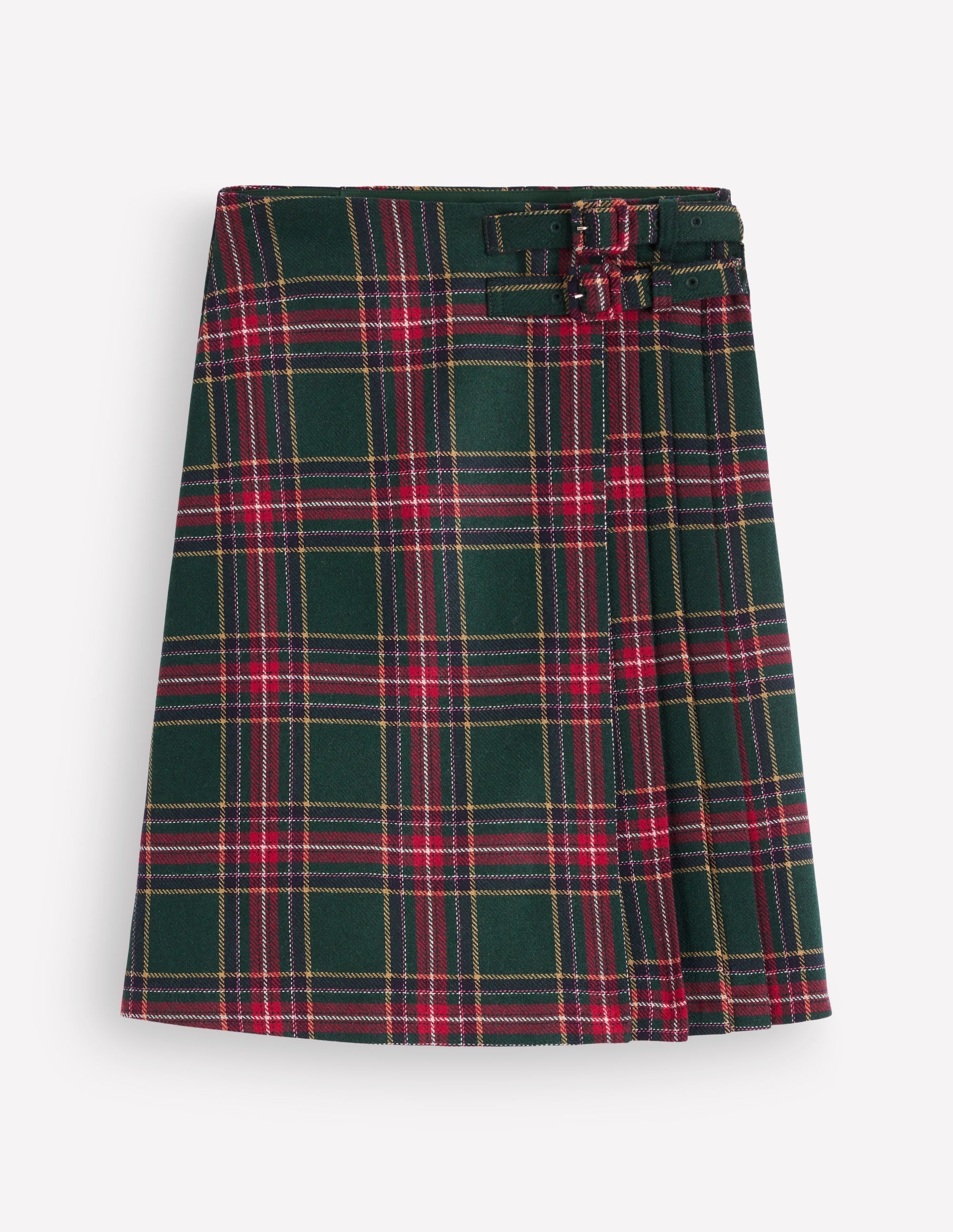 Vera Double Buckle Kilt-Green, Navy And Red Check - Image 7