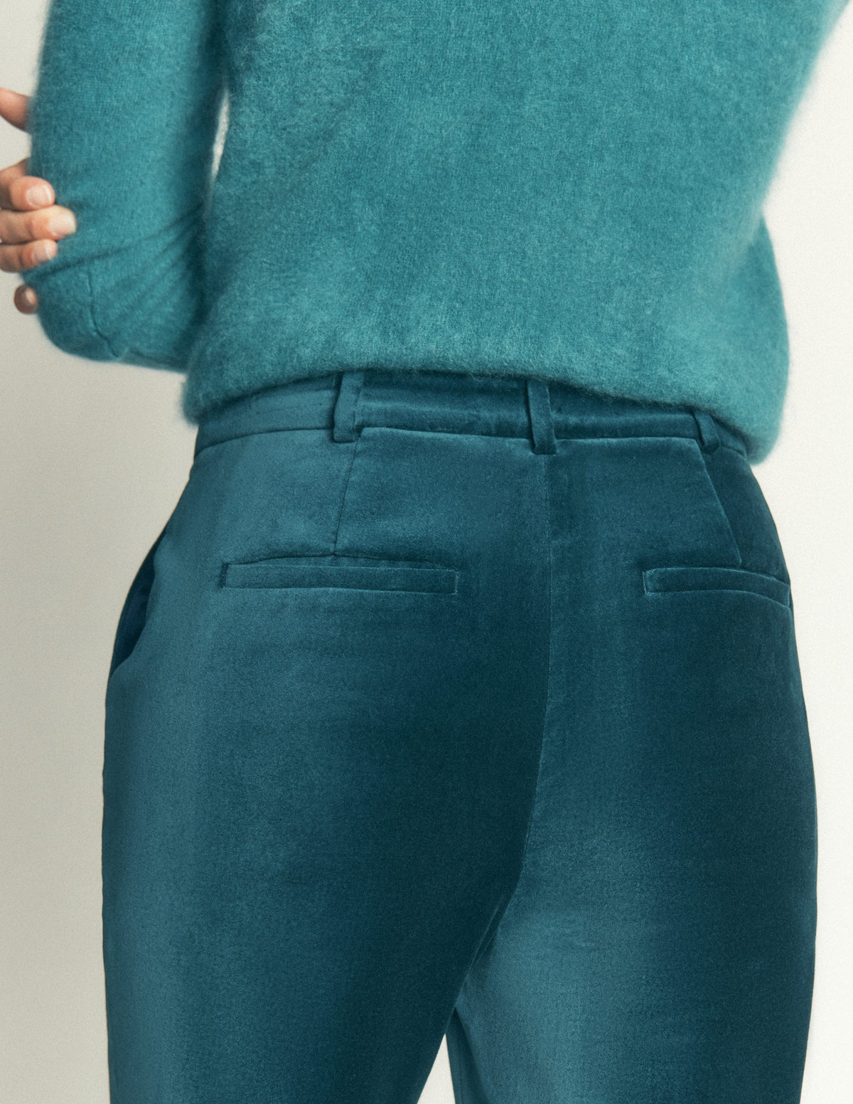 Fitzrovia Velvet Trousers-Teal Ocean-2