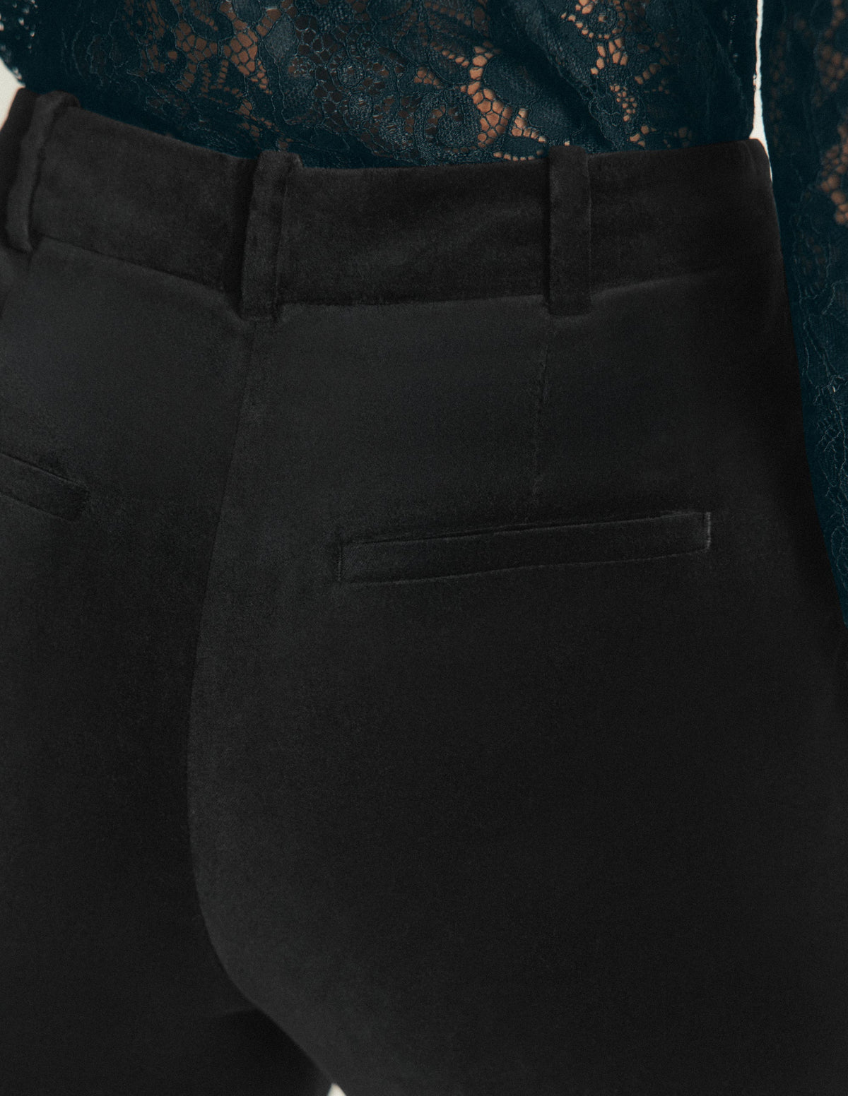 Ausgestellte Samthose-Schwarz - Image 5