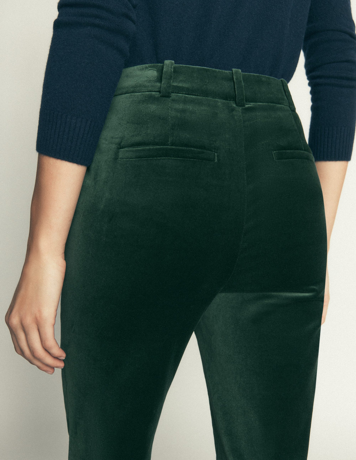 Ausgestellte Samthose-Mitternachtsblau Smaragdgrün - Image 2