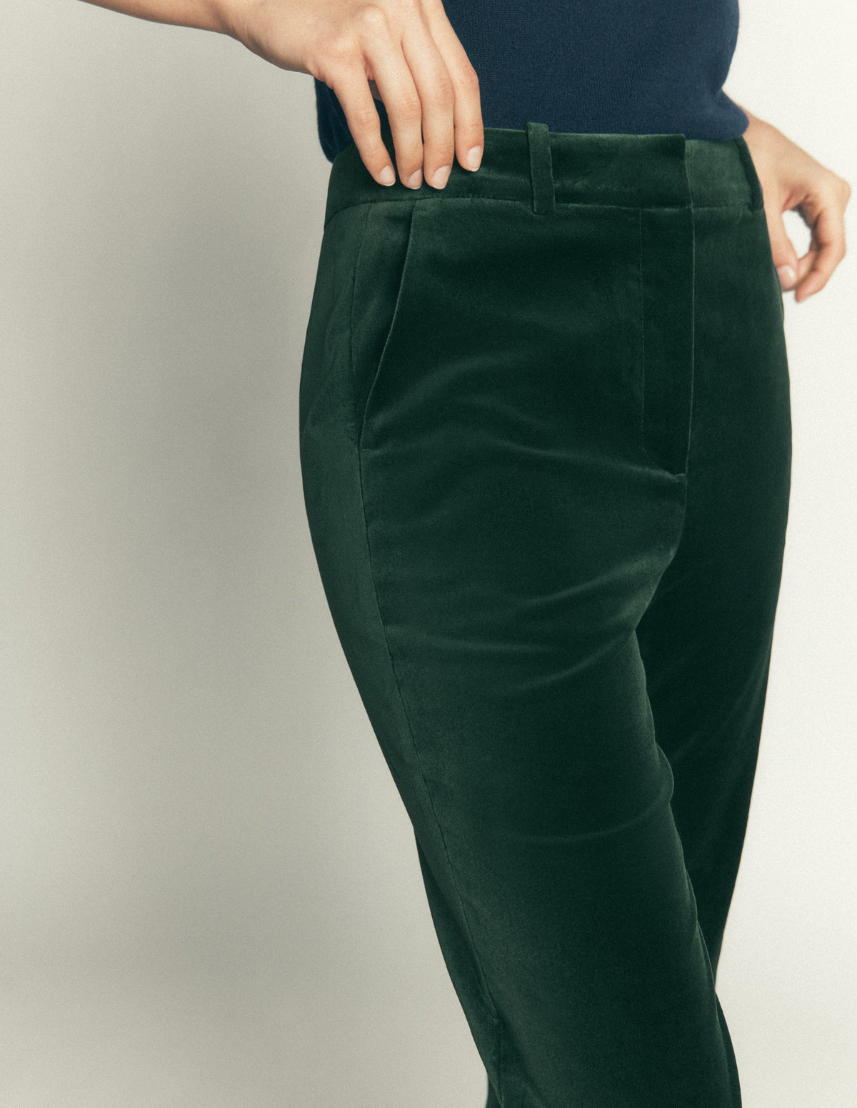 Ausgestellte Samthose-Mitternachtsblau Smaragdgrün - Image 5