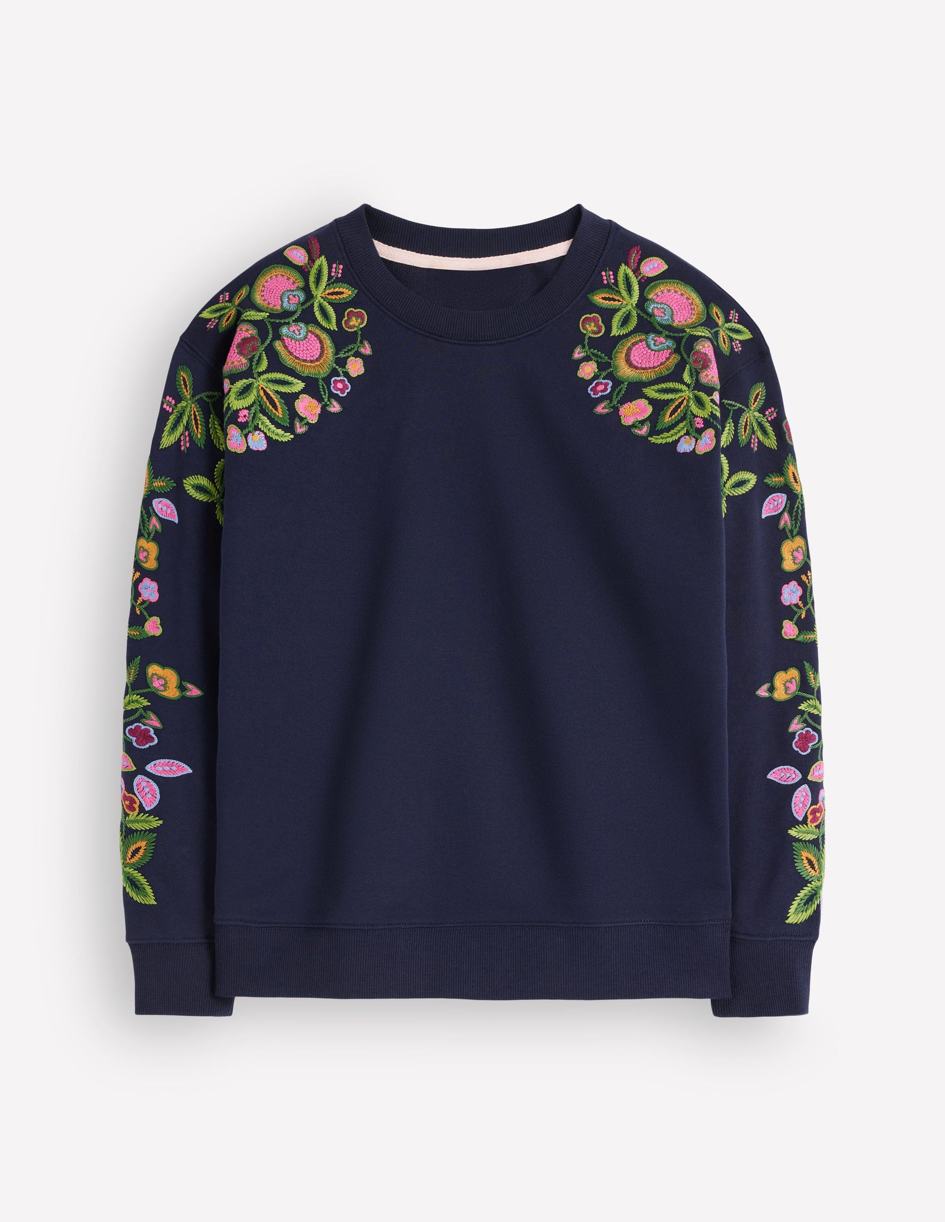 Emi Sweatshirt mit Stickerei-Marineblau, Bunt Blumenstickerei-5