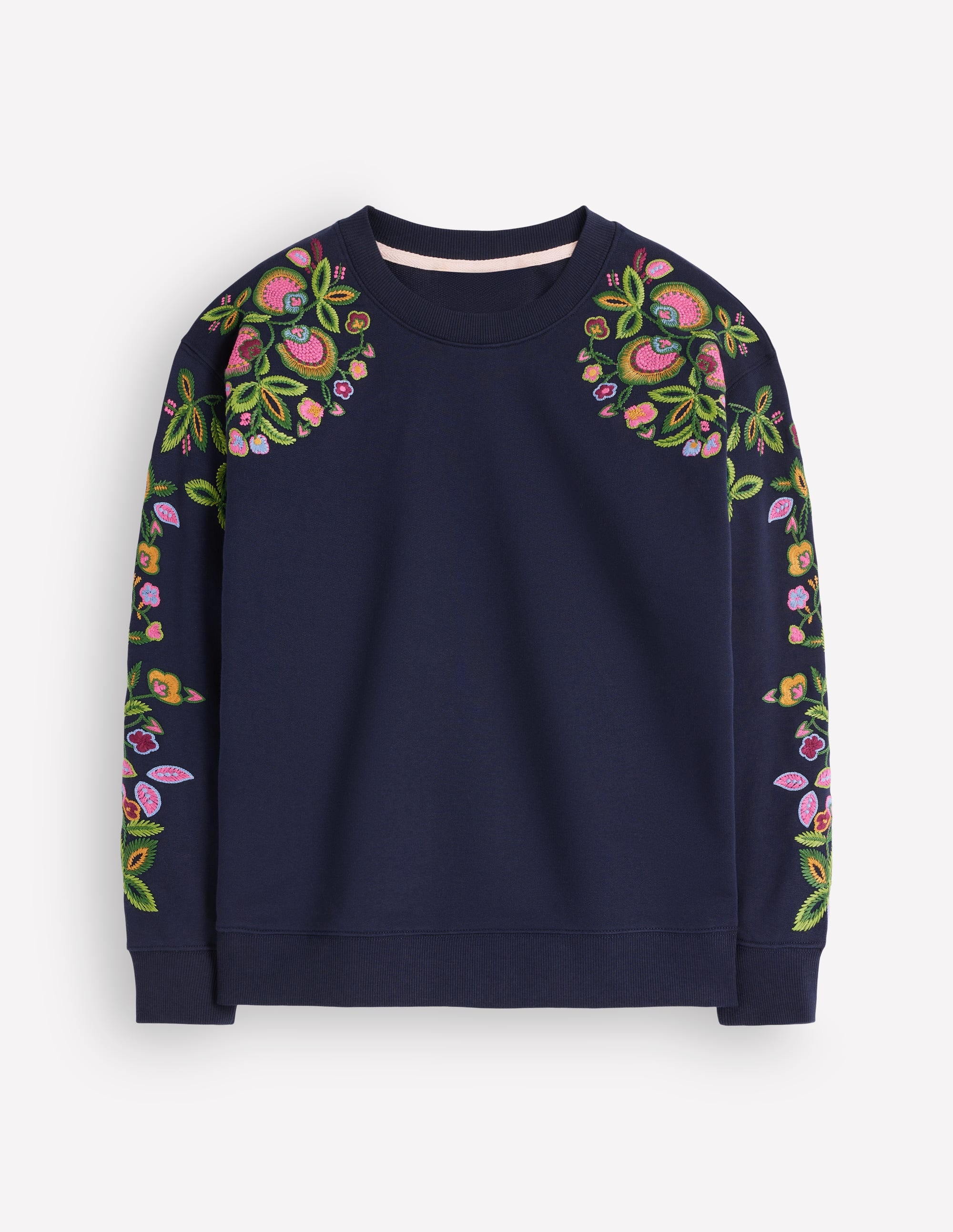 Emi Sweatshirt mit Stickerei-Marineblau, Bunt Blumenstickerei - Image 5