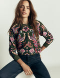 Rosa Bedrucktes Sweatshirt-Pfauen Paradies